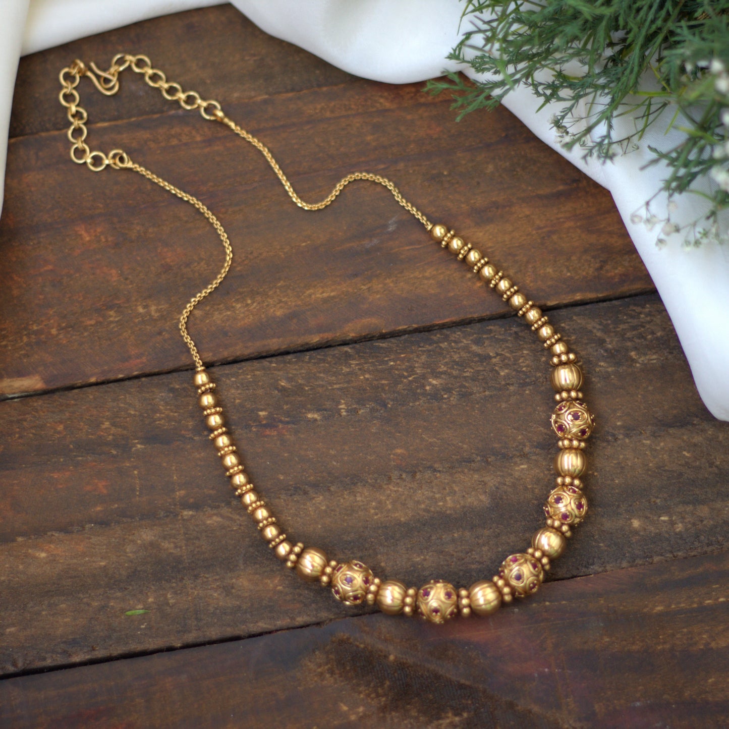 Antique Matte Traditional Kemp Golden Balls Mala - 001