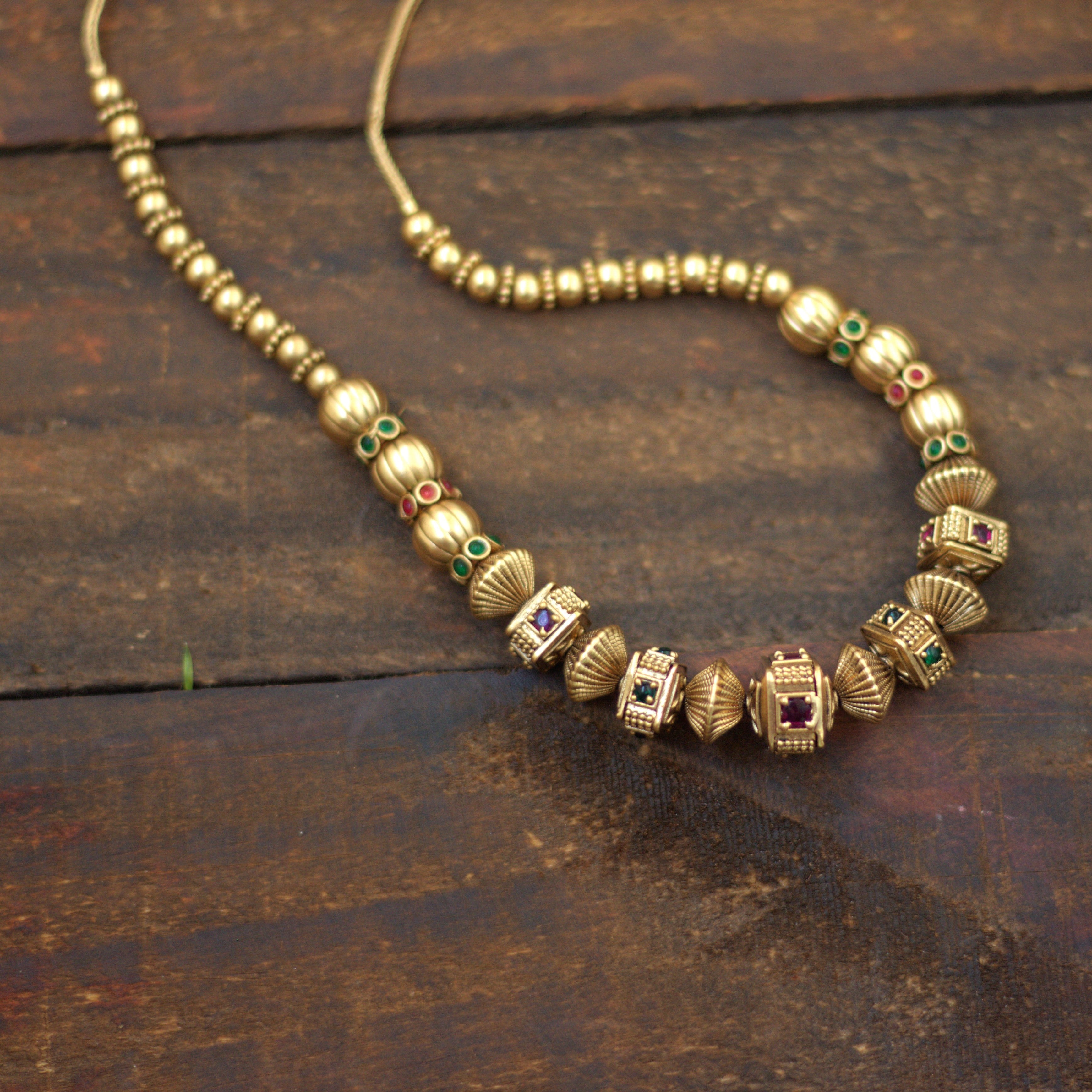 Antique Matte Traditional AD Kemp Golden Balls Mala - 003