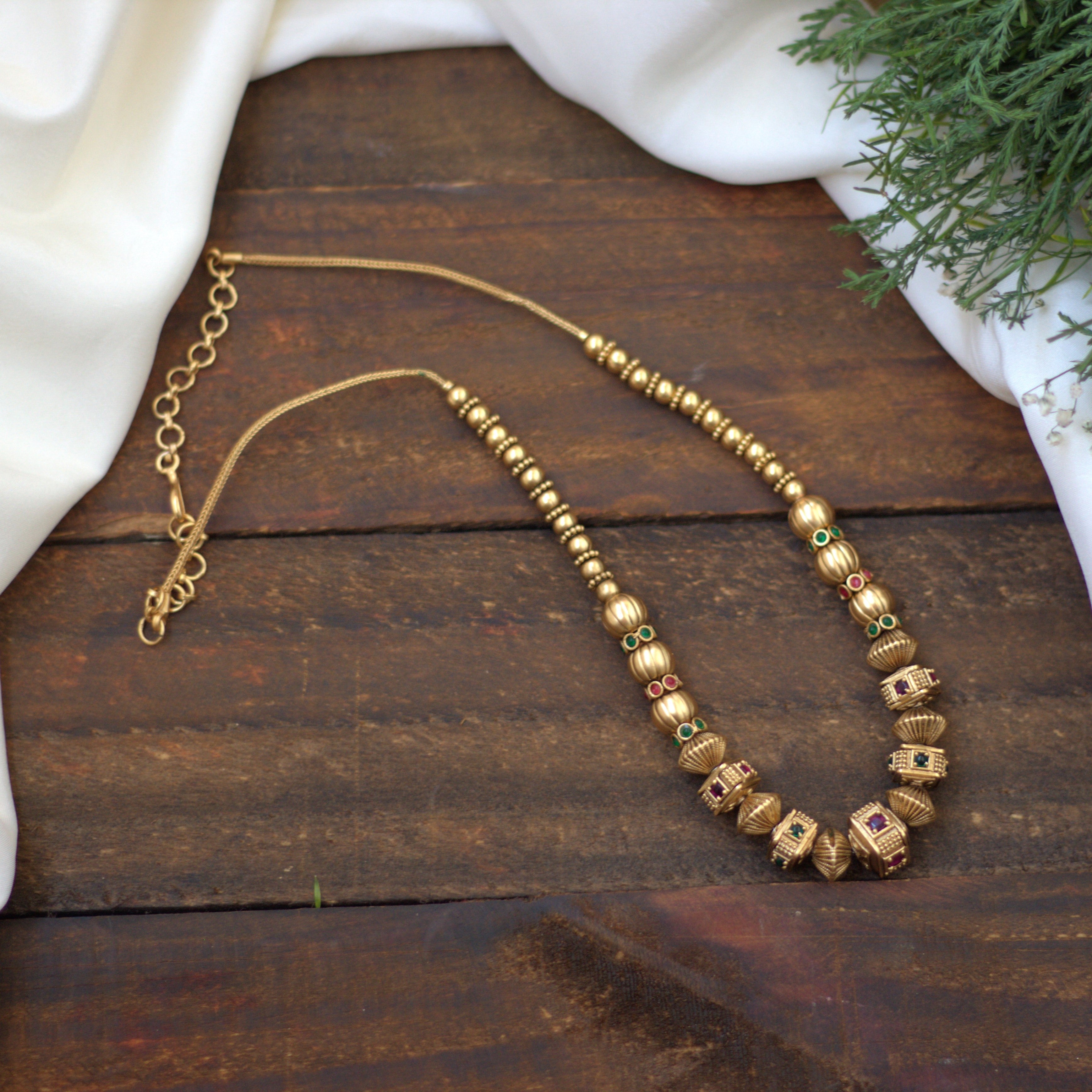 Antique Matte Traditional AD Kemp Golden Balls Mala - 003