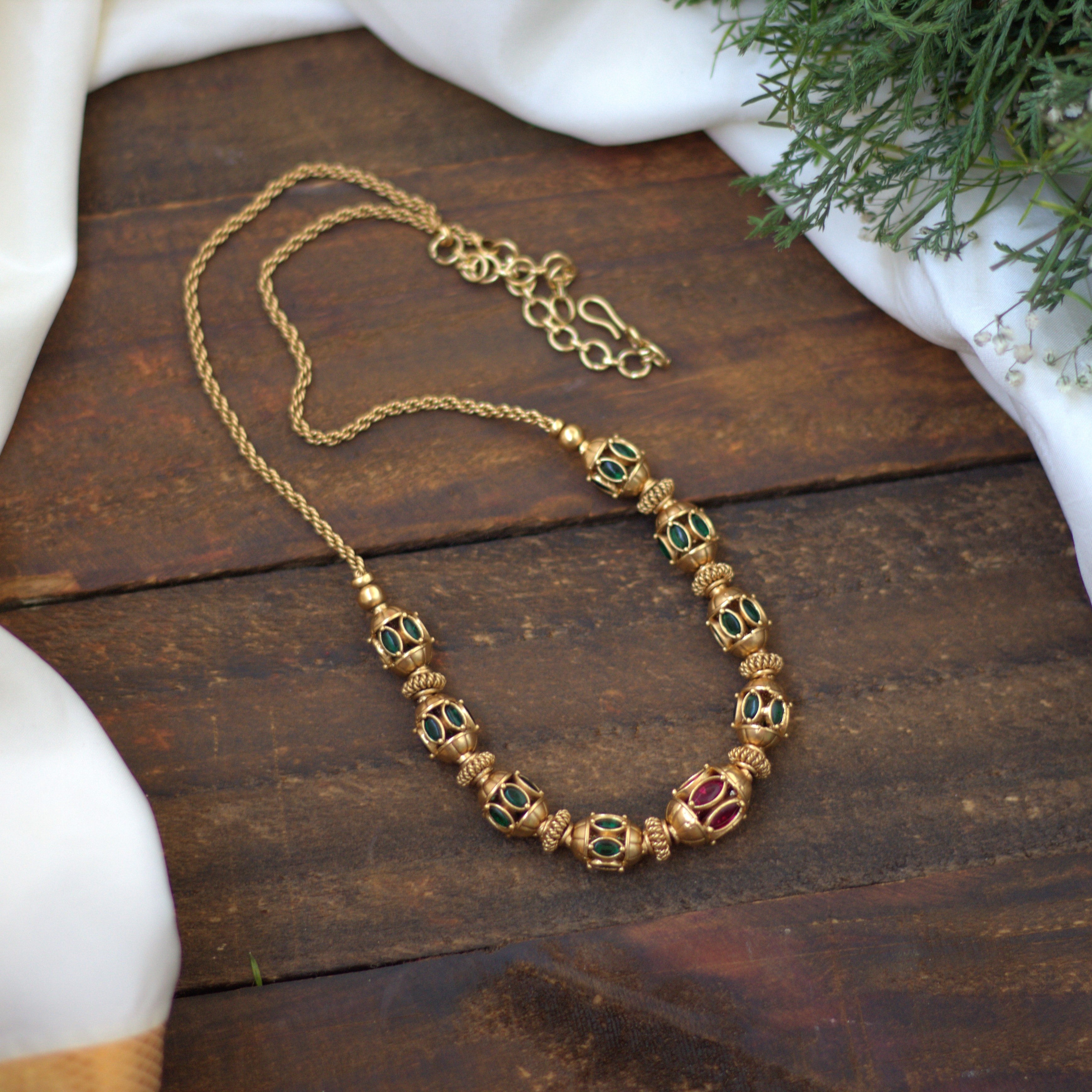 Antique Matte Traditional Kemp Golden Balls Mala - 005