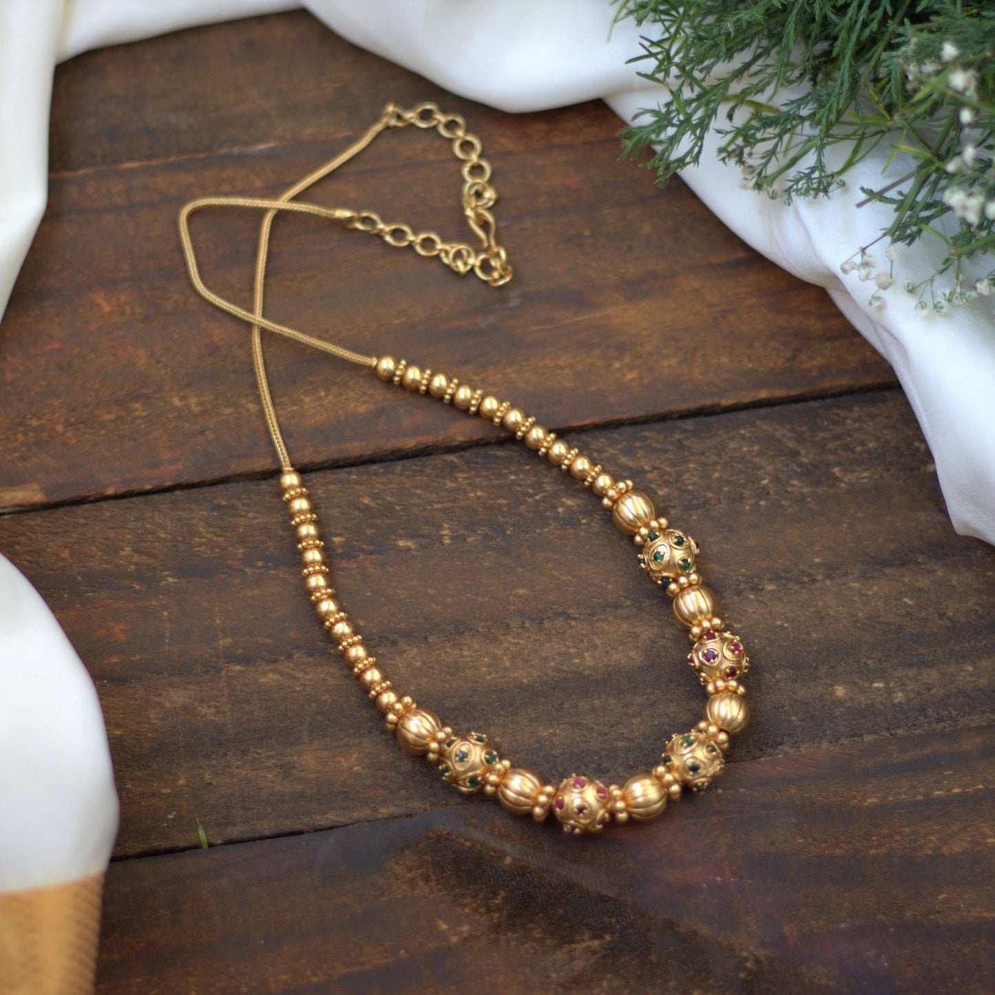 Antique Matte Traditional Kemp Golden Balls Mala - 006