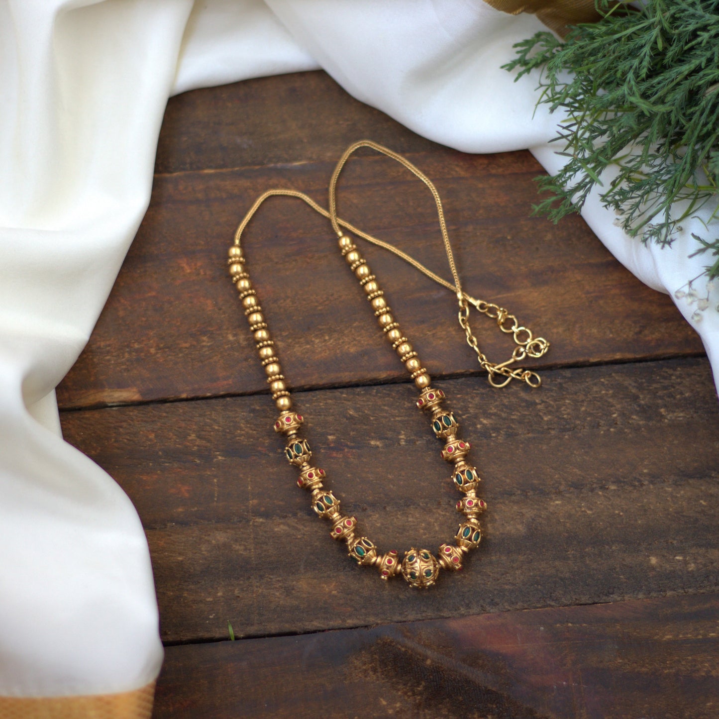 Antique Matte Traditional Kemp Golden Balls Mala - 007