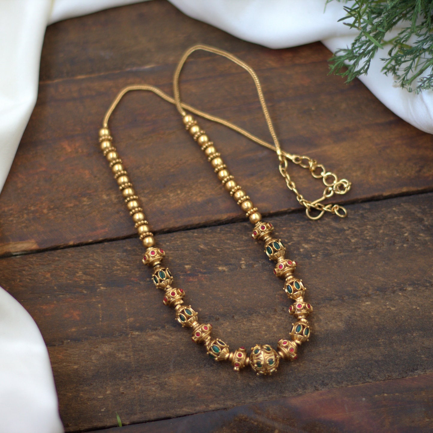 Antique Matte Traditional Kemp Golden Balls Mala - 007