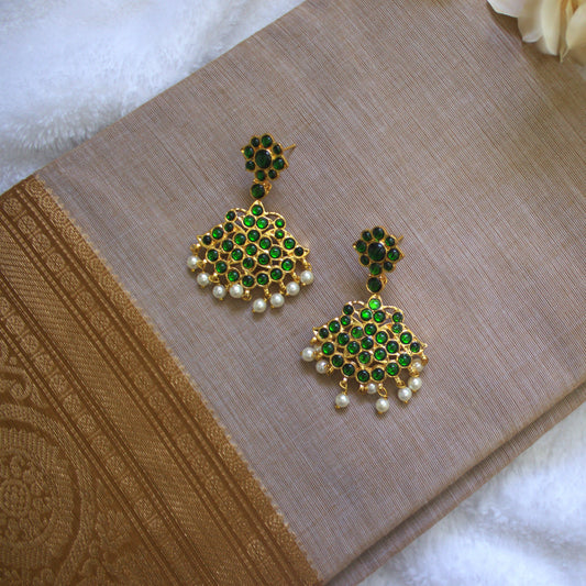 Gold Polish Traditional Kemp Rettapakshi Earrings