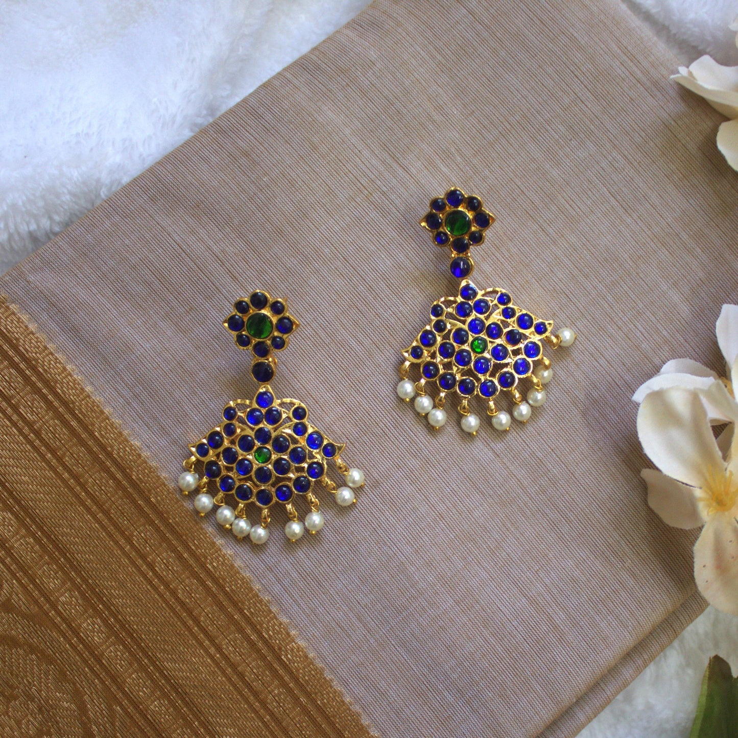 Gold Polish Traditional Kemp Rettapakshi Earrings