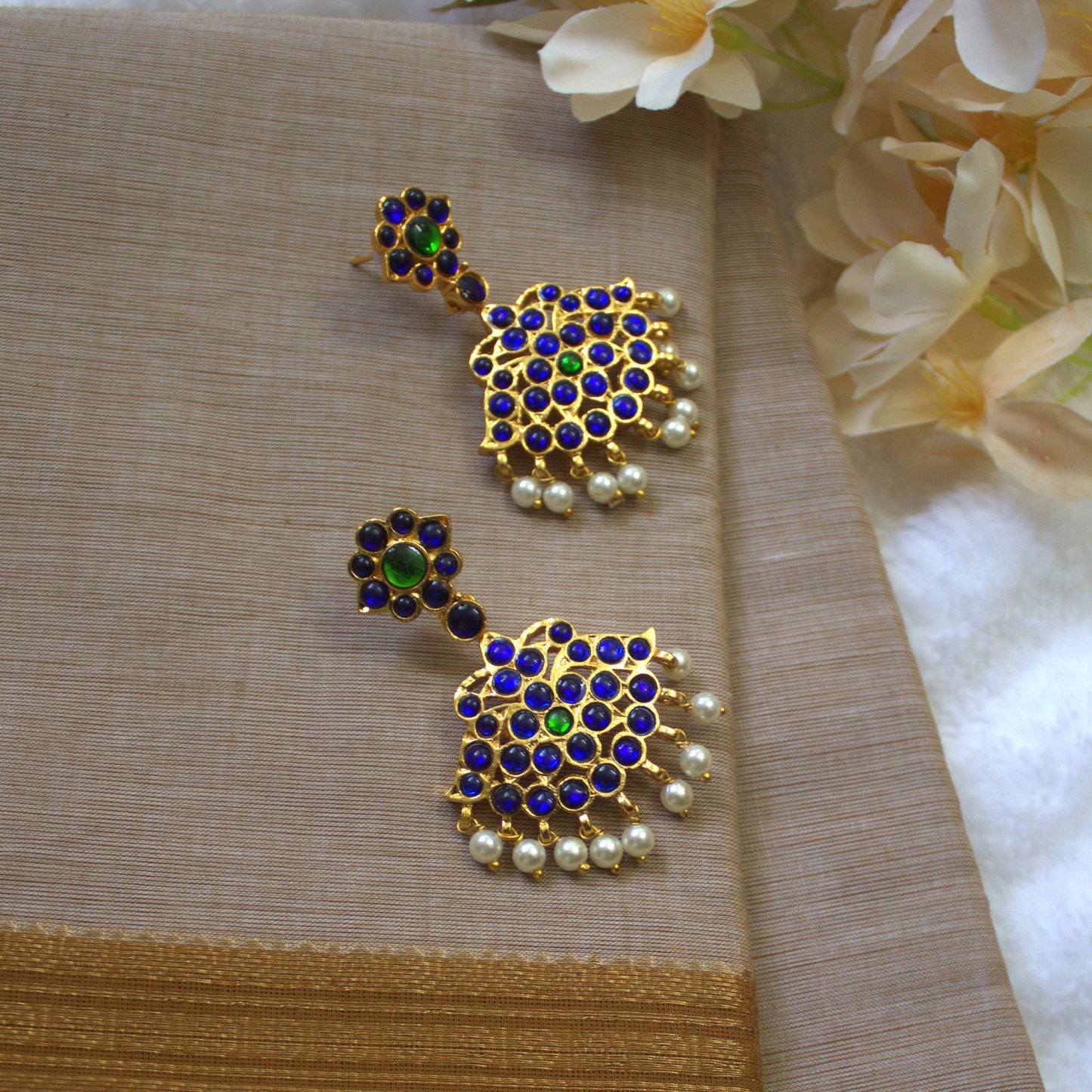 Gold Polish Traditional Kemp Rettapakshi Earrings