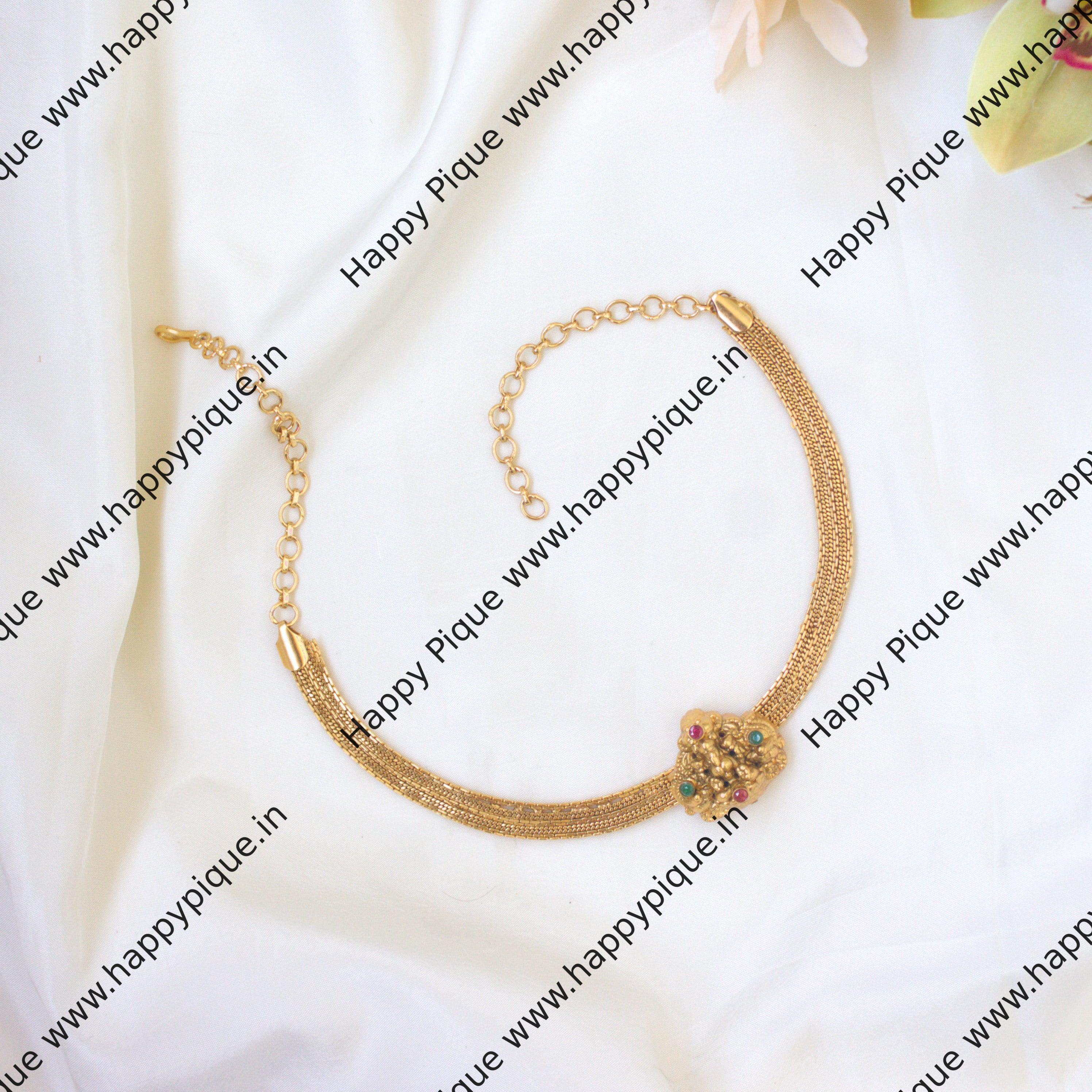 Real Gold Look Lakshmi Nakshi Pendant Choker