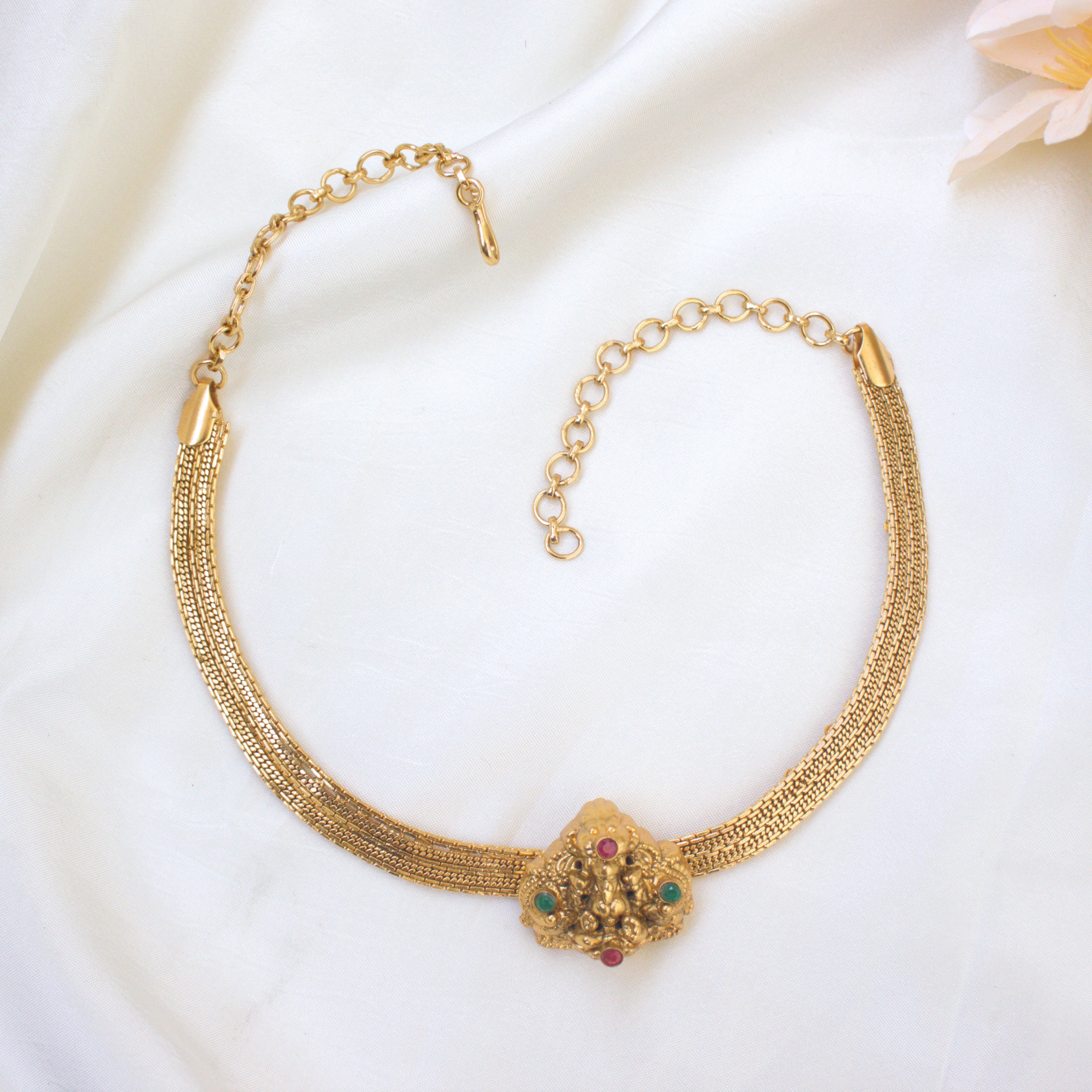 Real Gold Look Lakshmi Nakshi Pendant Choker