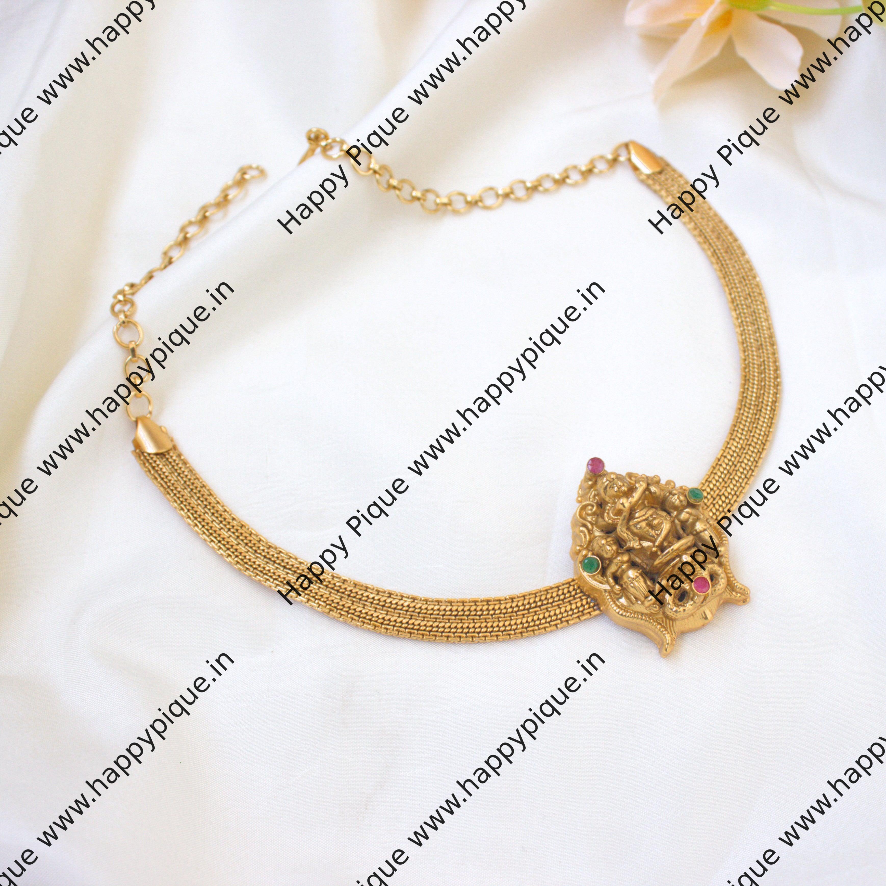 Real Gold Look Kalinganarthana Krishna Nakshi Pendant Choker