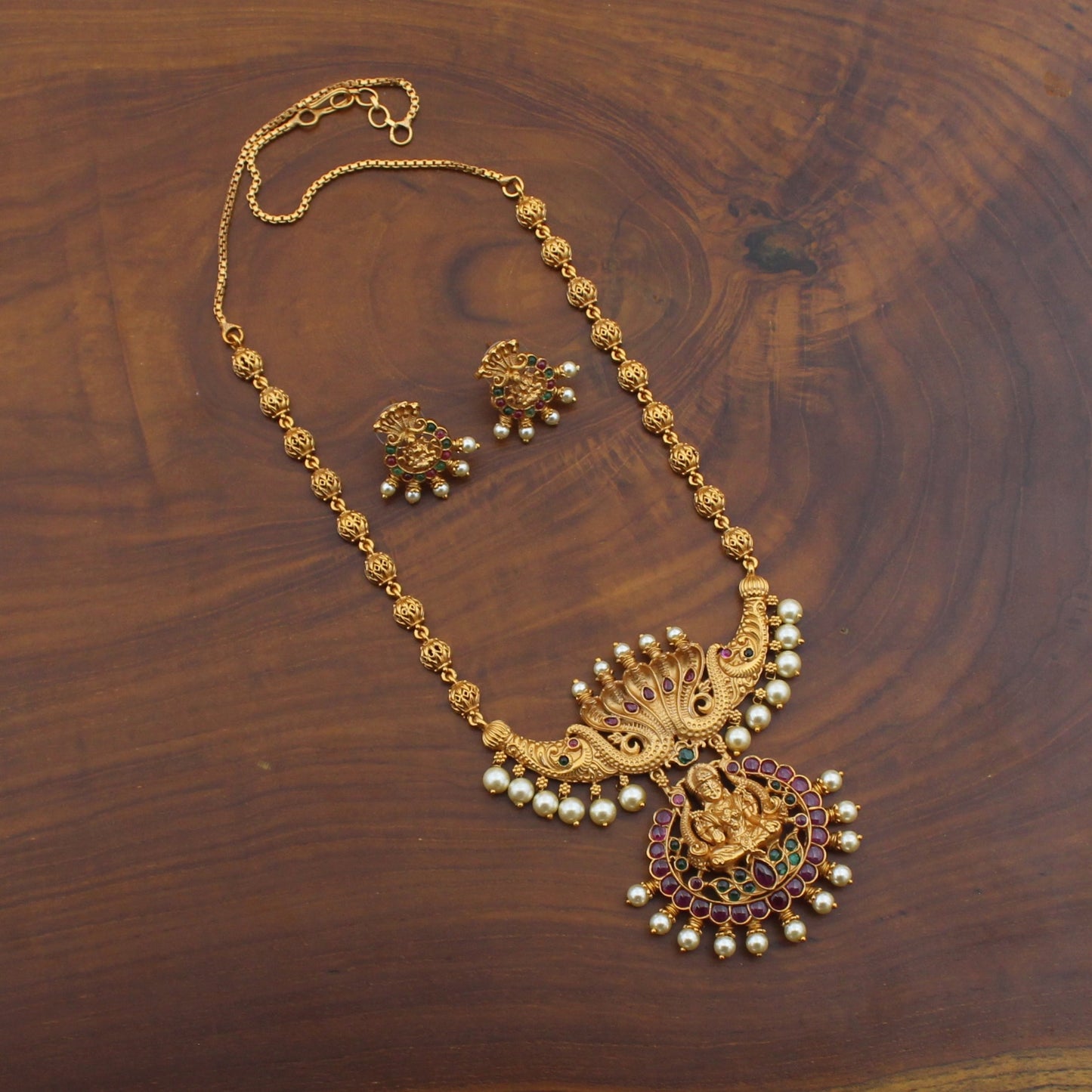 Gold Plated Nagalakshmi Nakshi Necklace Set