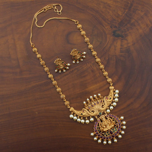 Gold Plated Nagalakshmi Nakshi Necklace Set