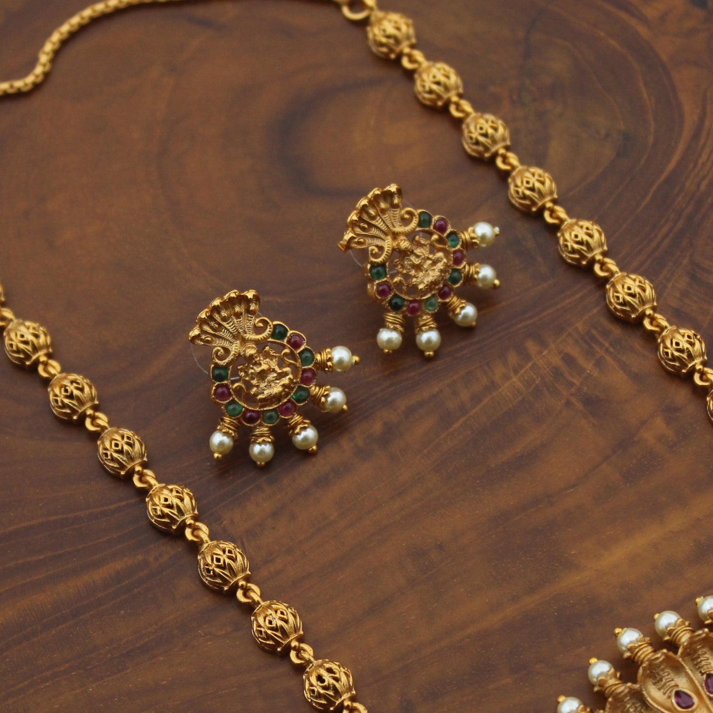 Gold Plated Nagalakshmi Nakshi Necklace Set