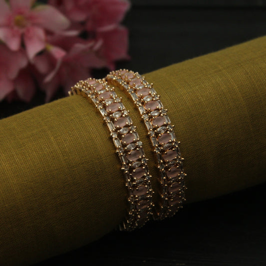 Pink Rose Gold Plated Bangles - Size: 2.6