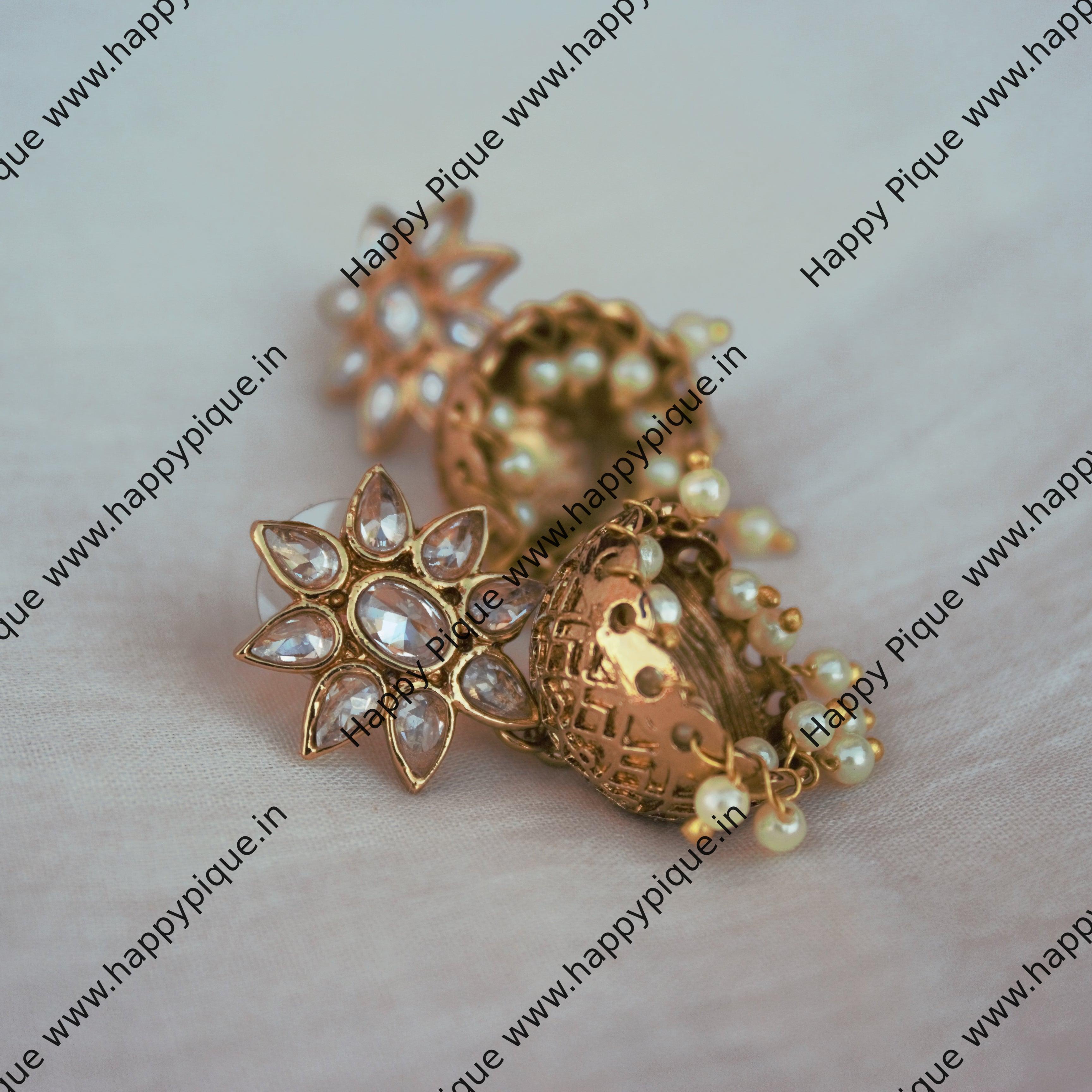 Small Flower Polki Jhumkas