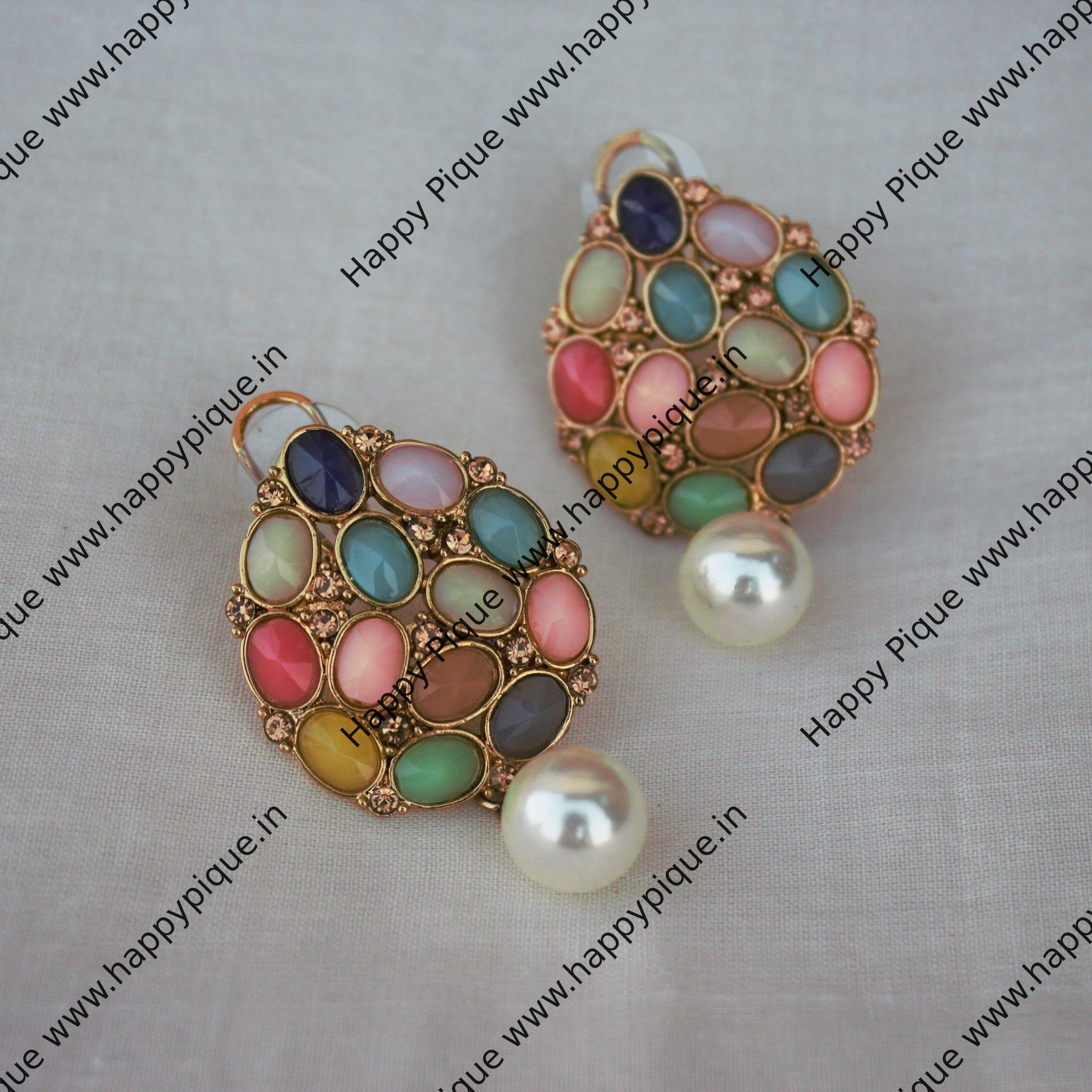 Tilak AD Polki Studs - Multicolour