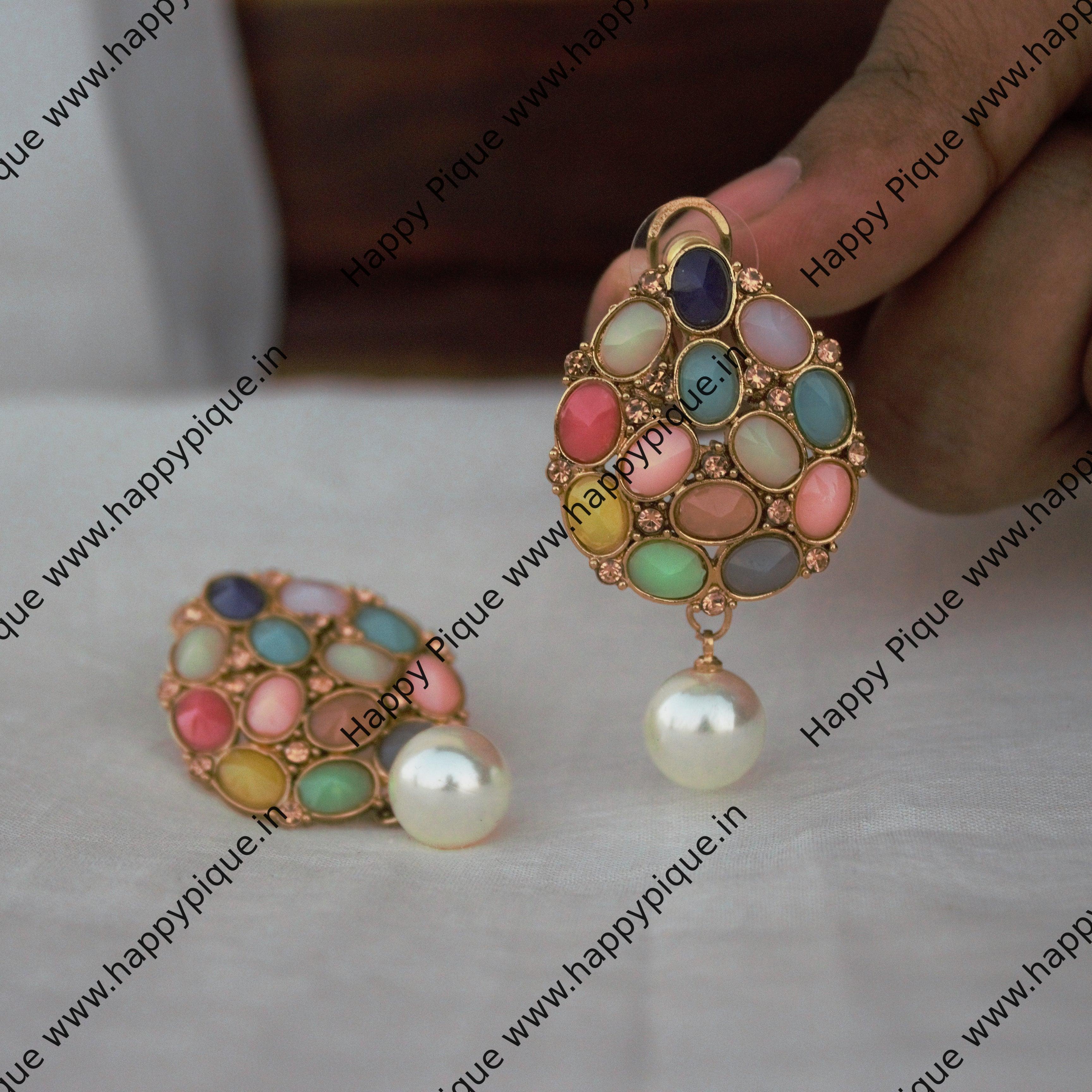 Tilak AD Polki Studs - Multicolour