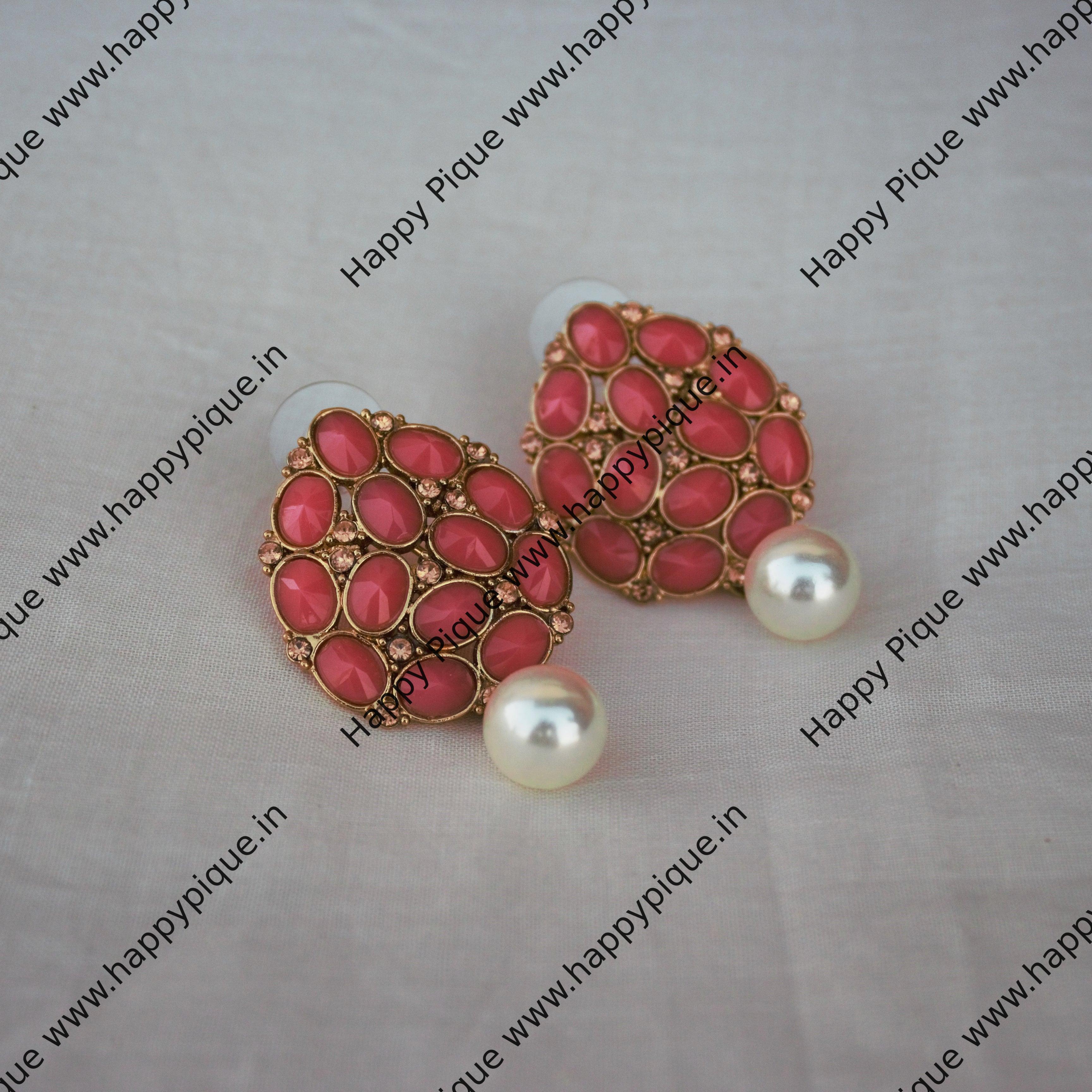 Tilak AD Polki Studs - Peach