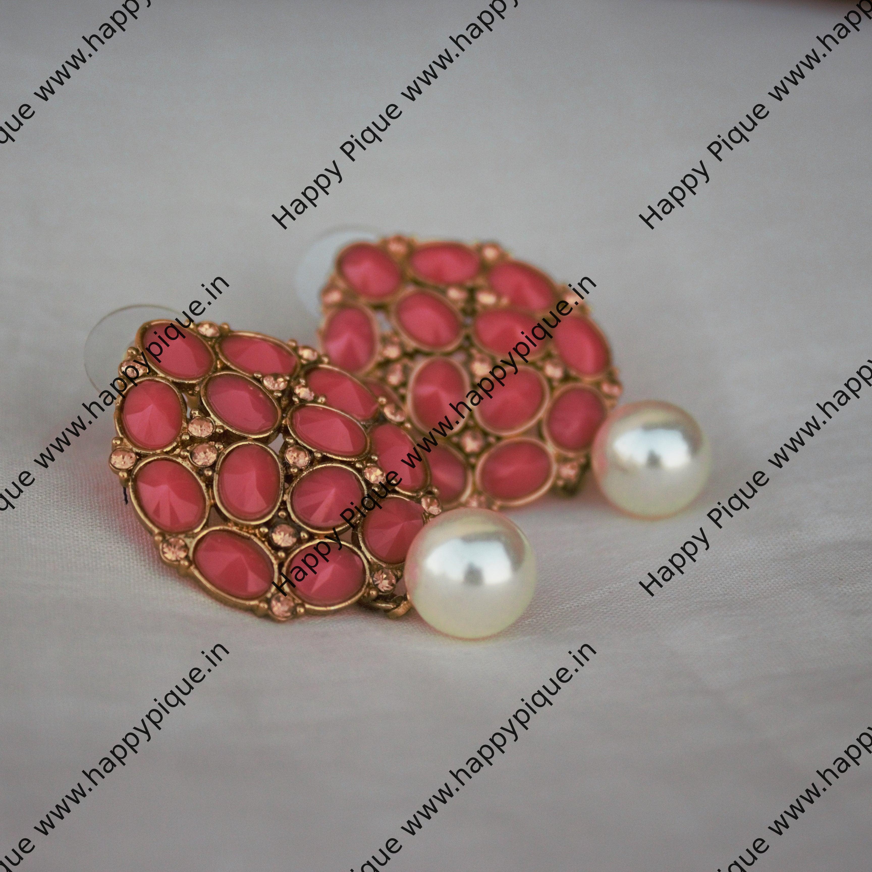 Tilak AD Polki Studs - Peach