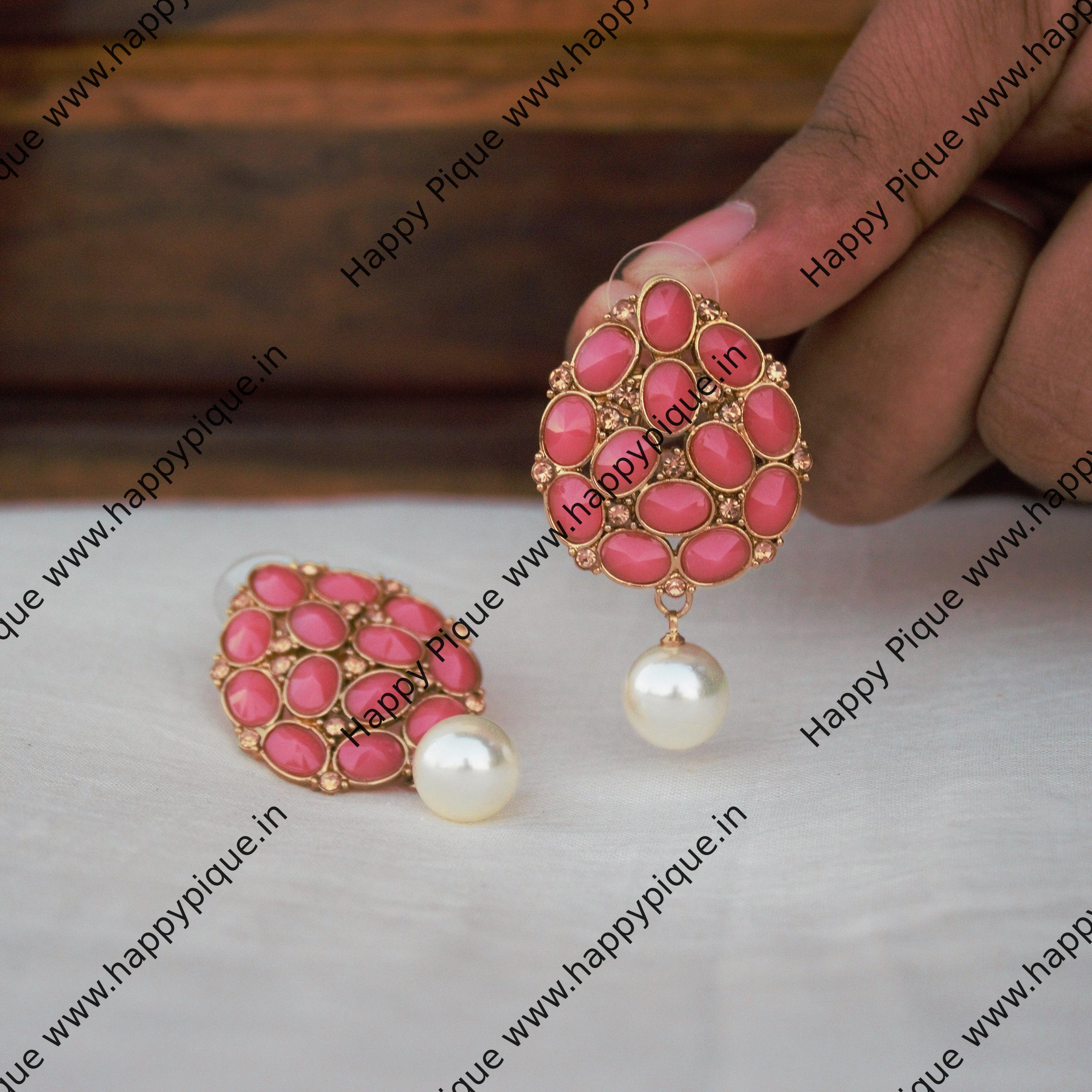 Tilak AD Polki Studs - Peach