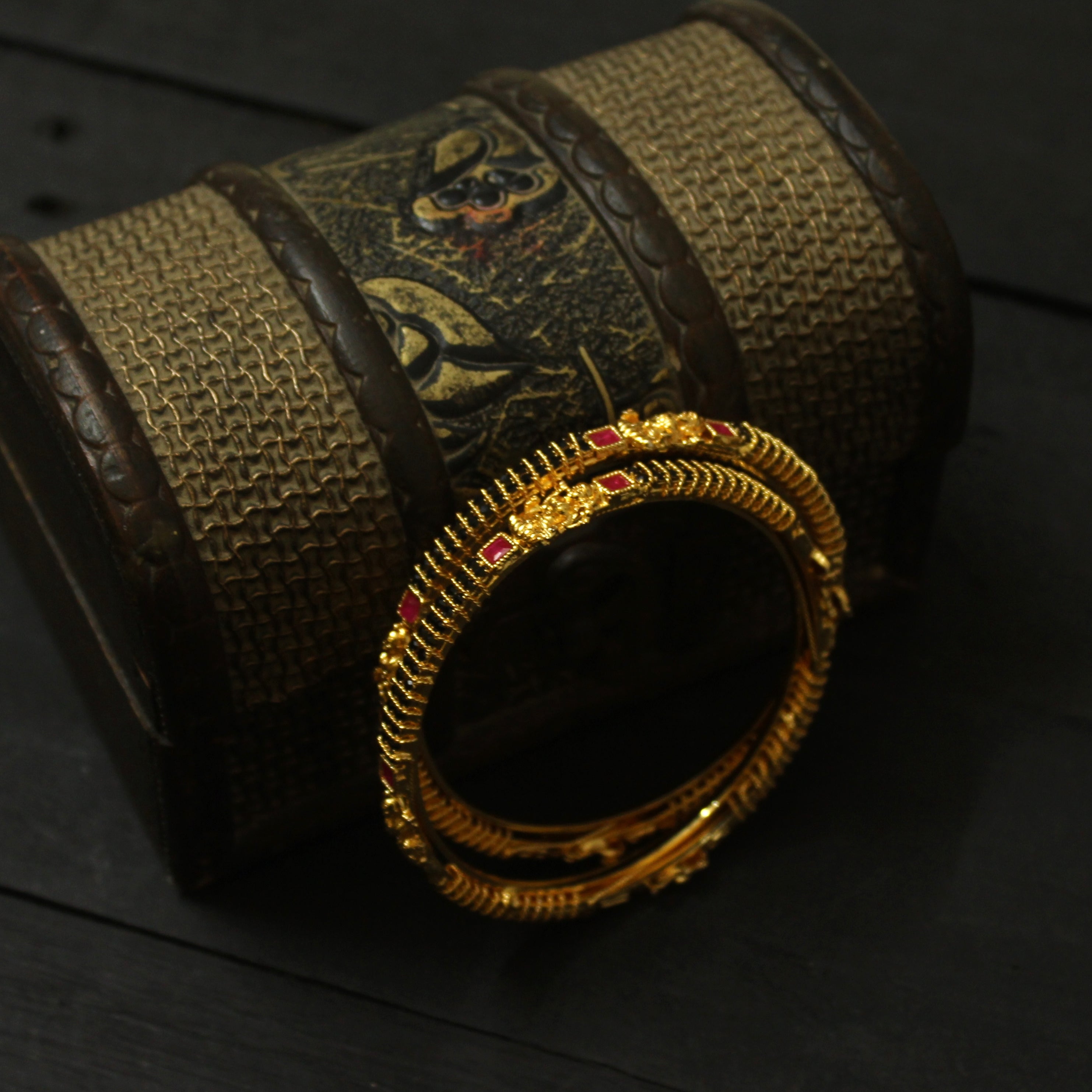 Micro Gold AD Mahalakshmi Bangles - 2.8