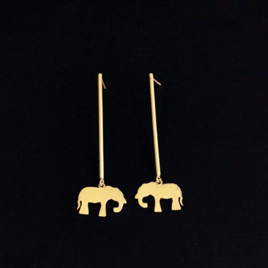 Contemporary Statement Long Elelphant Earrings - Happy Pique 