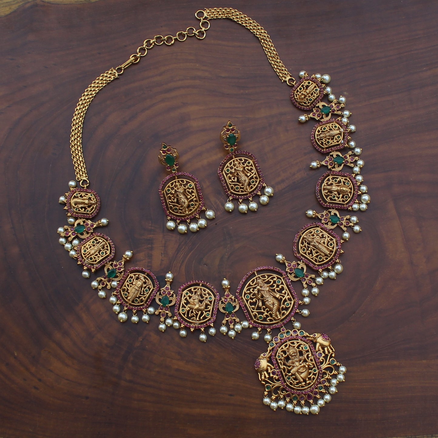 Antque Gold Plated Dasavatharam Necklace