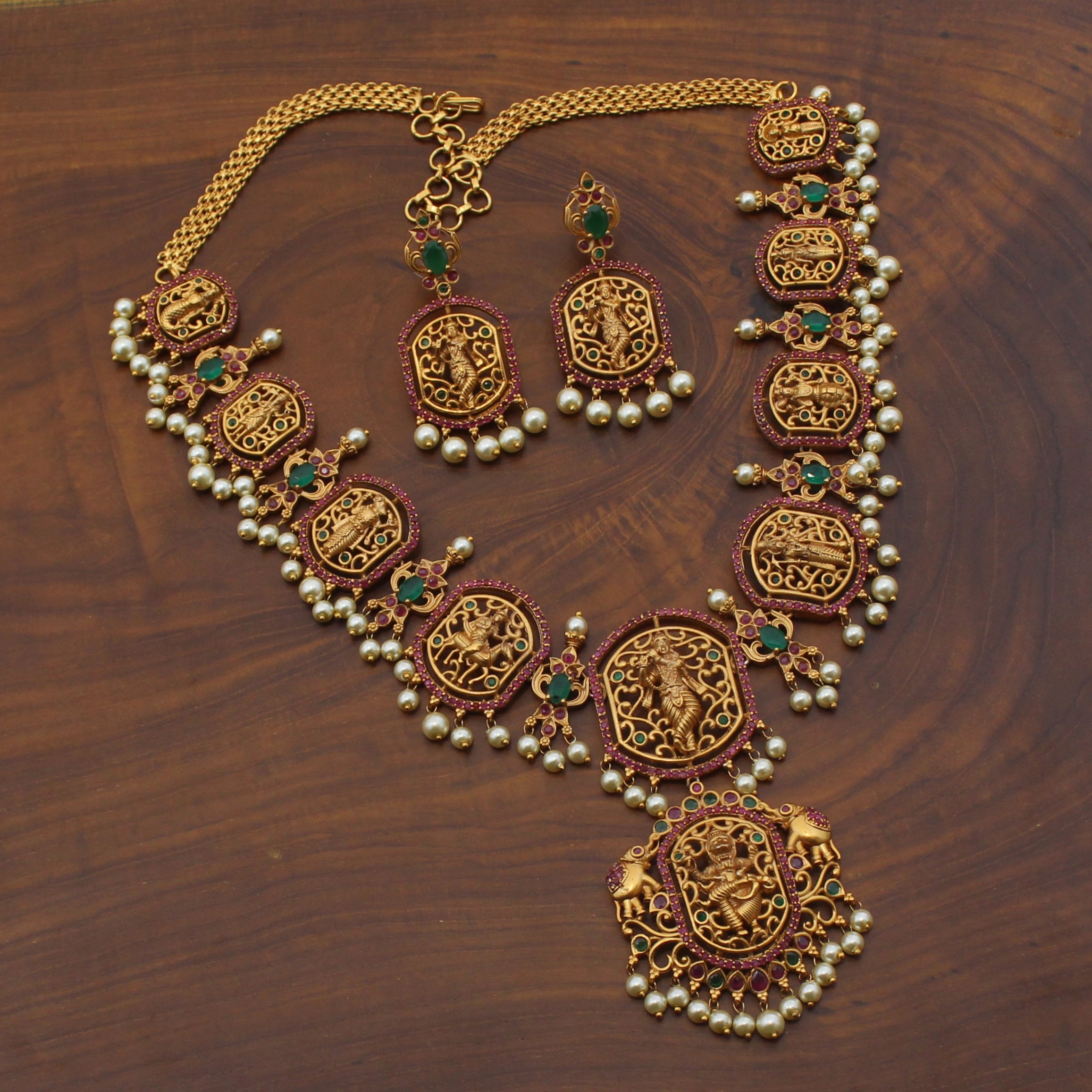 Antque Gold Plated Dasavatharam Necklace