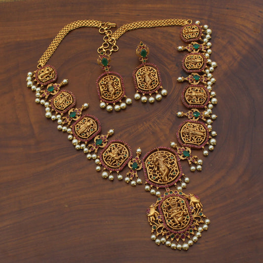 Antque Gold Plated Dasavatharam Necklace