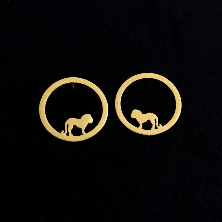 Contemporary Gold Minimal Lion Studs - Happy Pique 