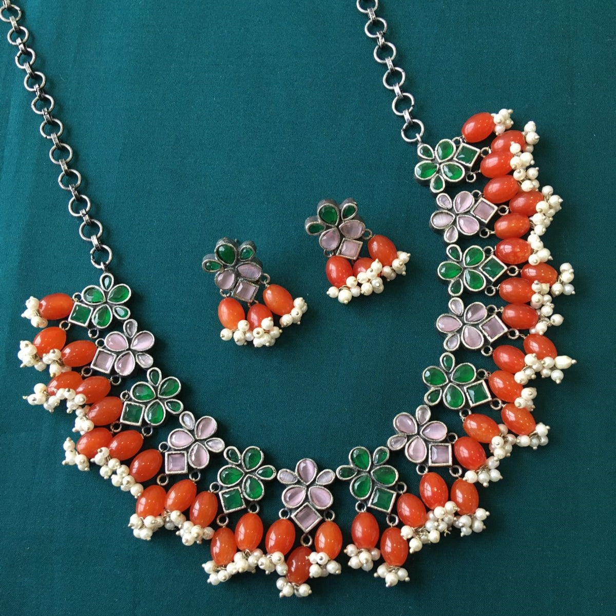 Garden of Flowers - Orange, White & Green