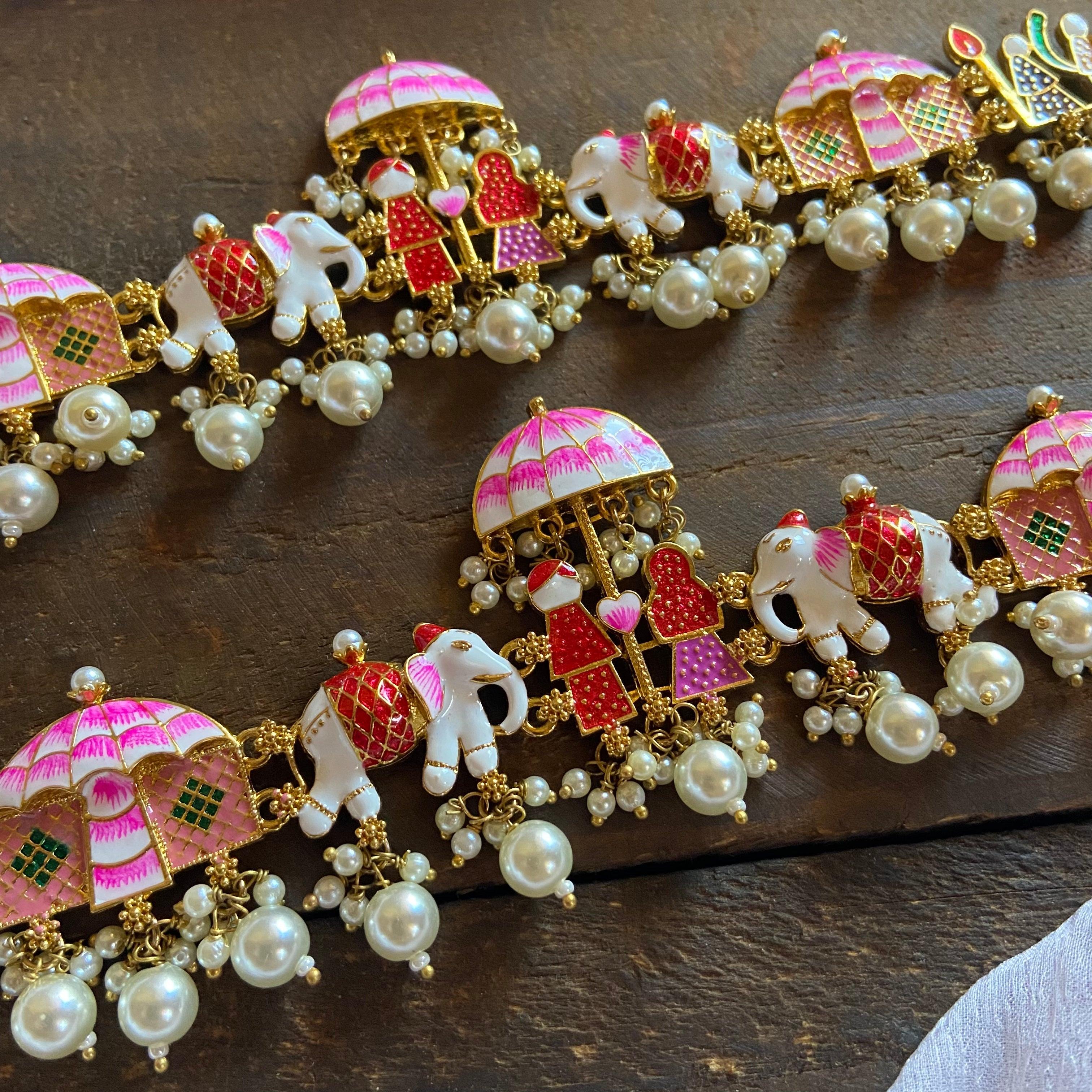 Hand Painted Meenakari Barat Anklets 