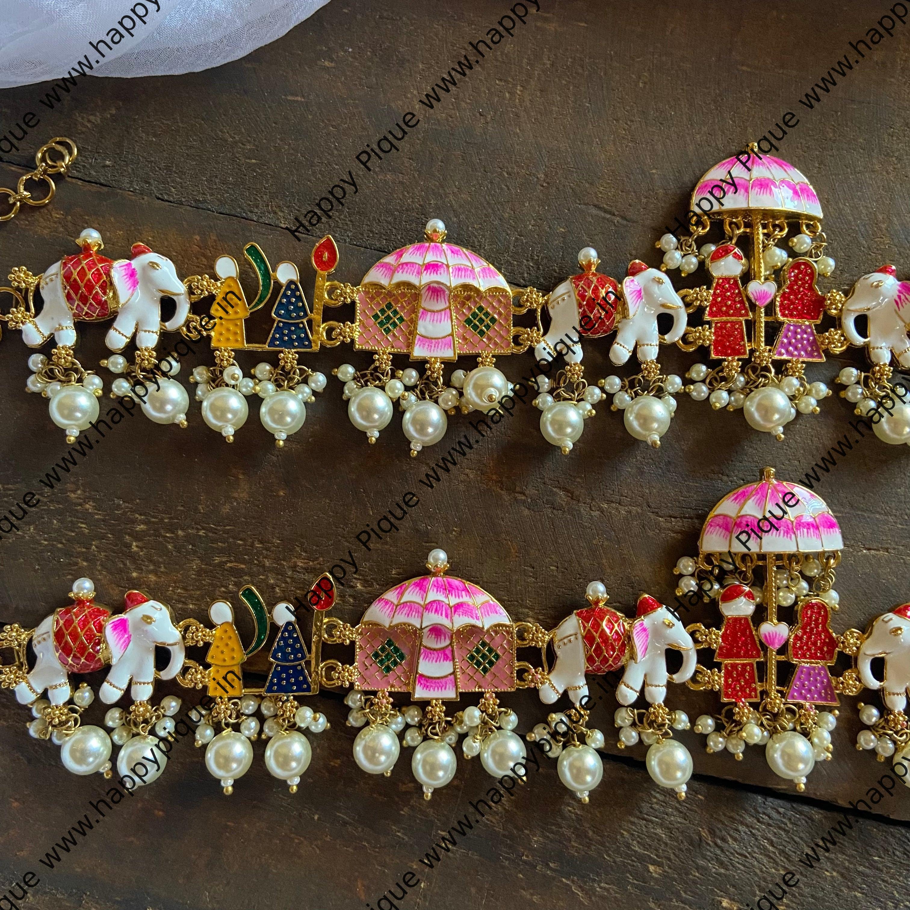 Hand Painted Meenakari Barat Anklets 