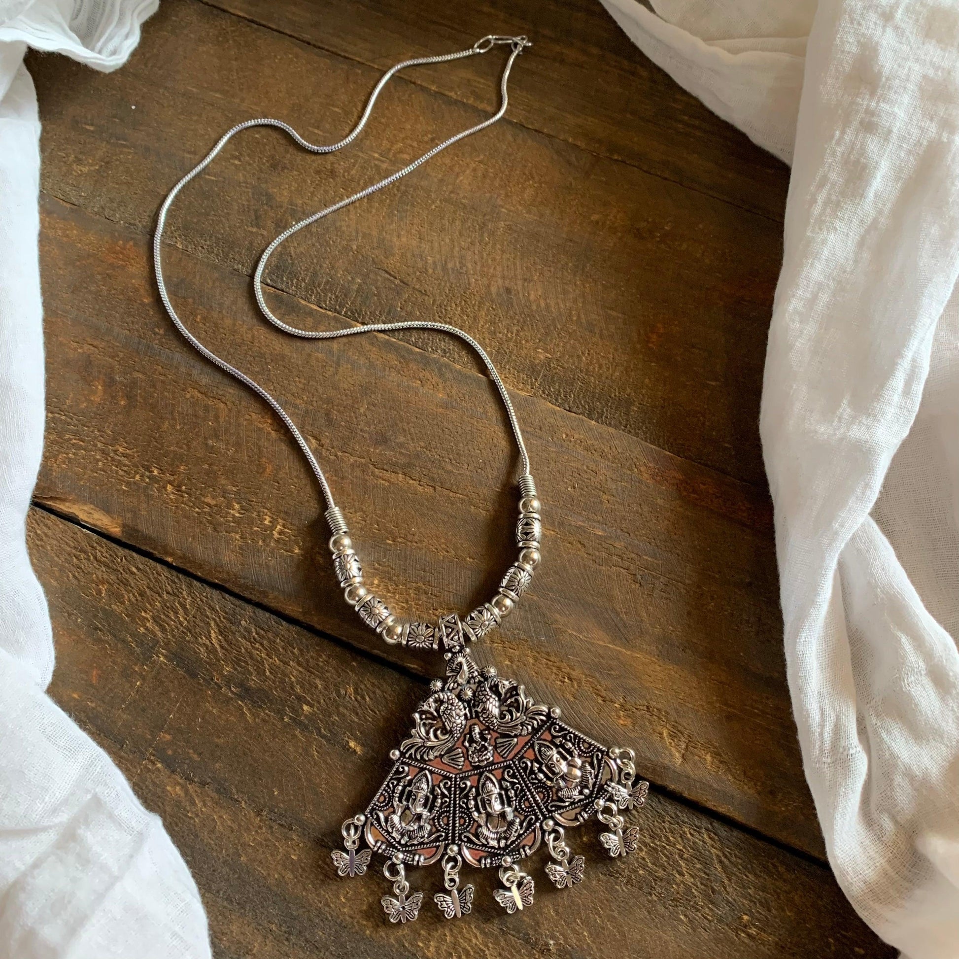 German Silver Ganesha Pendant Chain- MOQ 6 Pieces - Happy Pique 