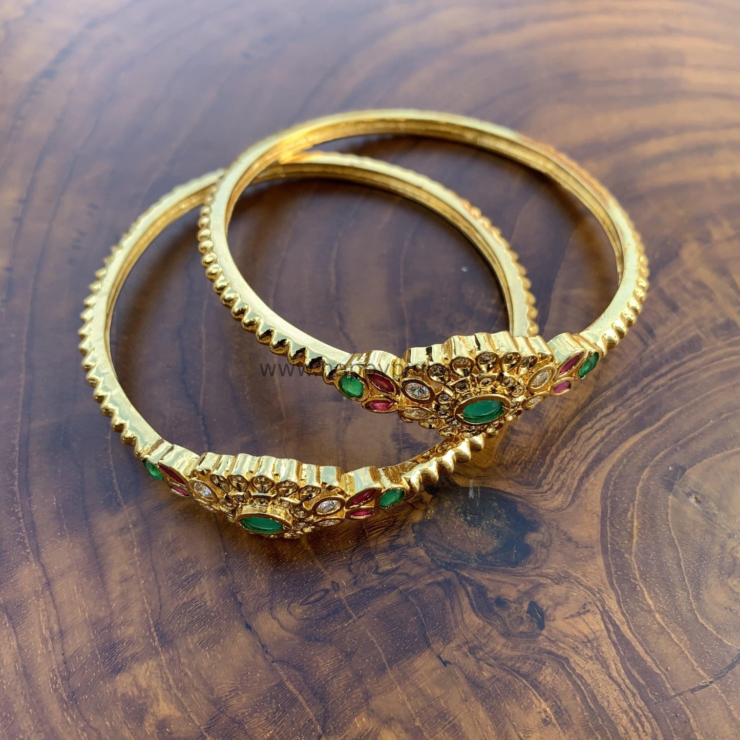 Micro Gold AD Mogappu Bangles - Happy Pique 