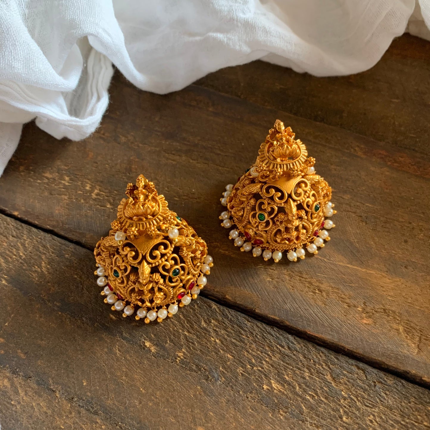 Matte Finish Mahalakshmi Jhumkas