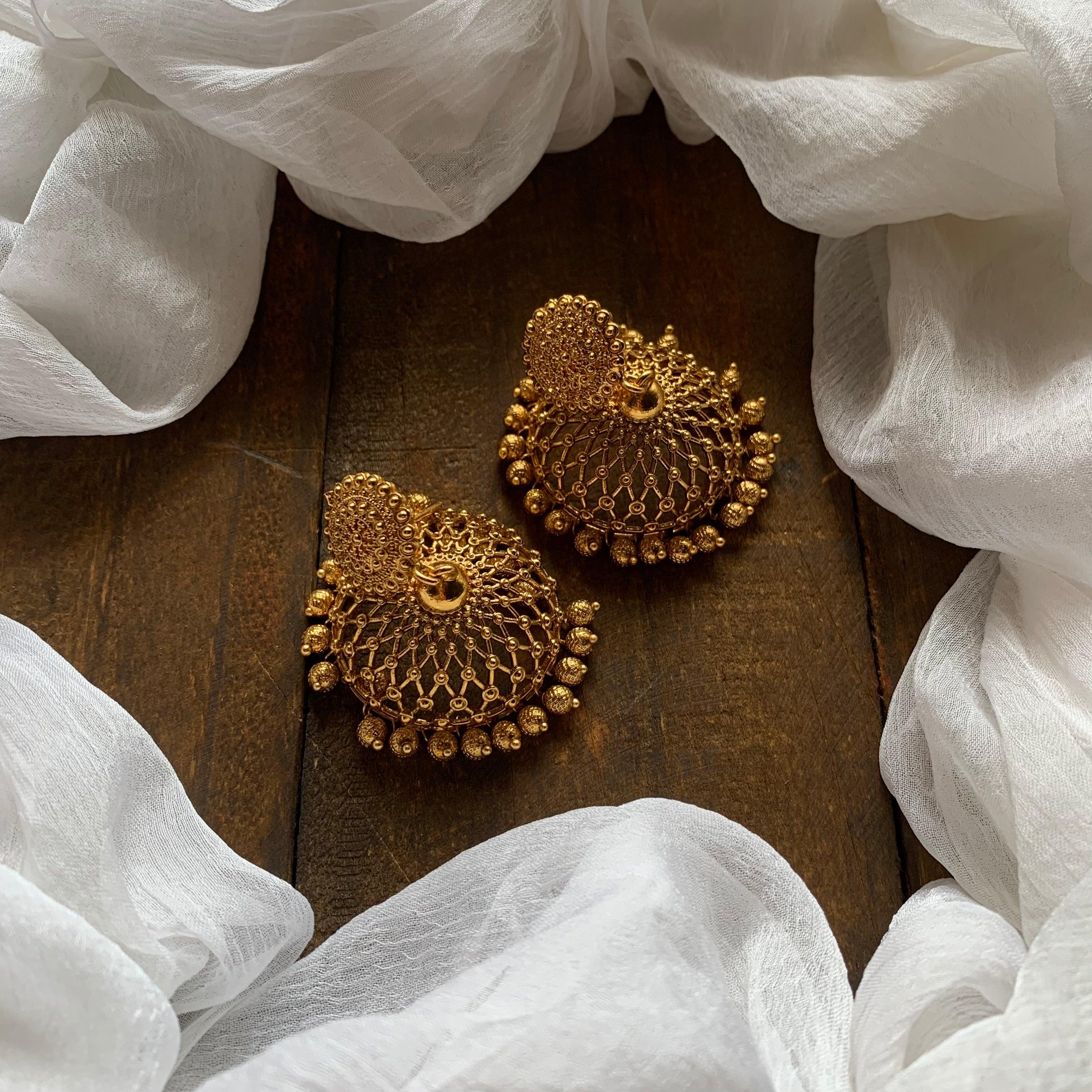 Gold Look Big Bridal Jhumkas