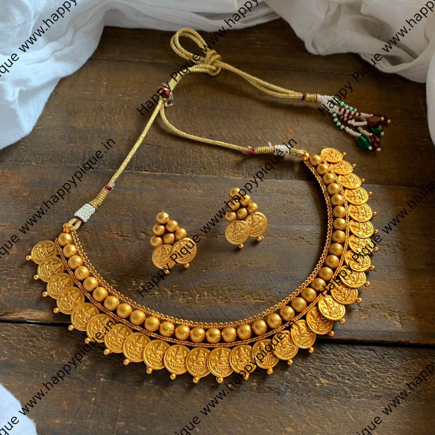 Matte Finish Mahalakshmi Coin Necklace