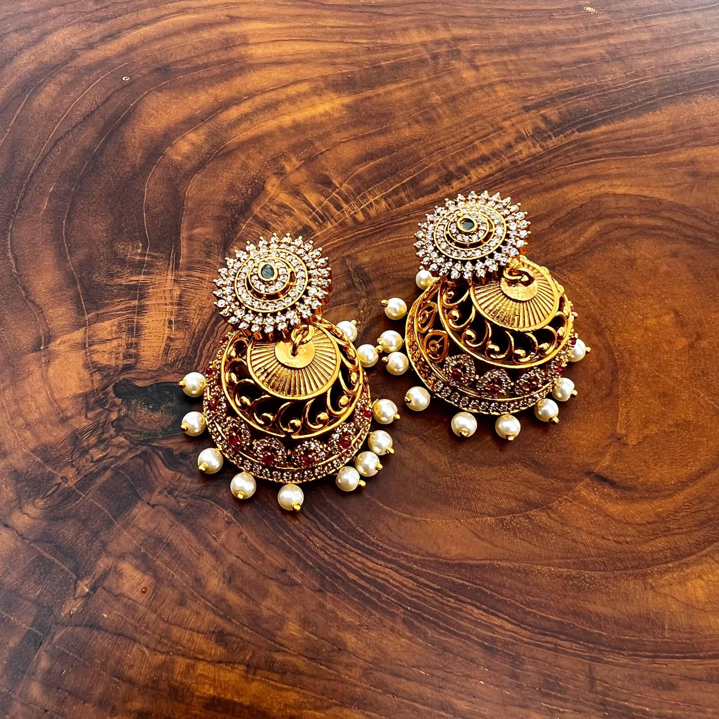 AD Matte Bridal Jhumkas - Happy Pique 