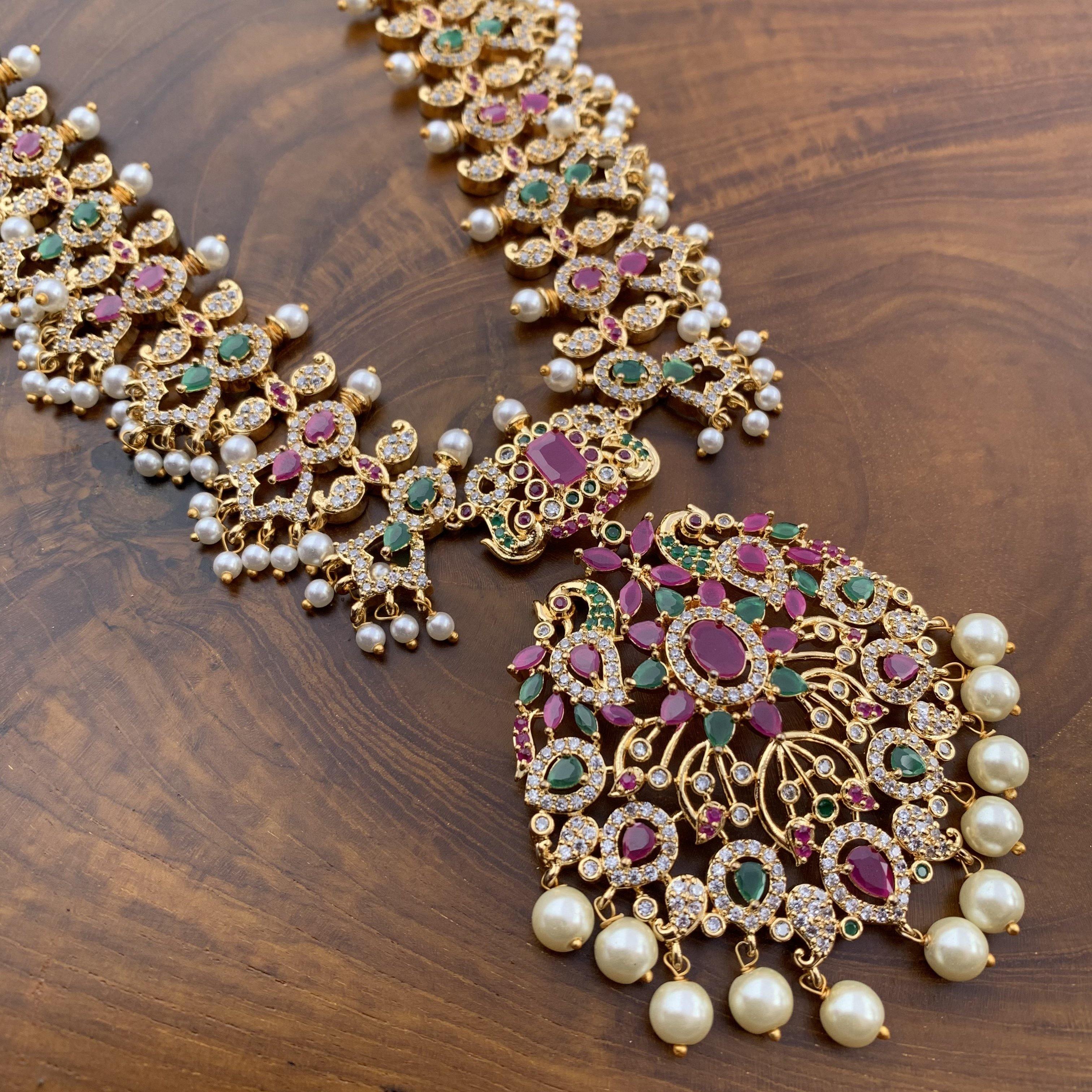 AD Stones Studded Guttapusalu Rani Necklace - Happy Pique 