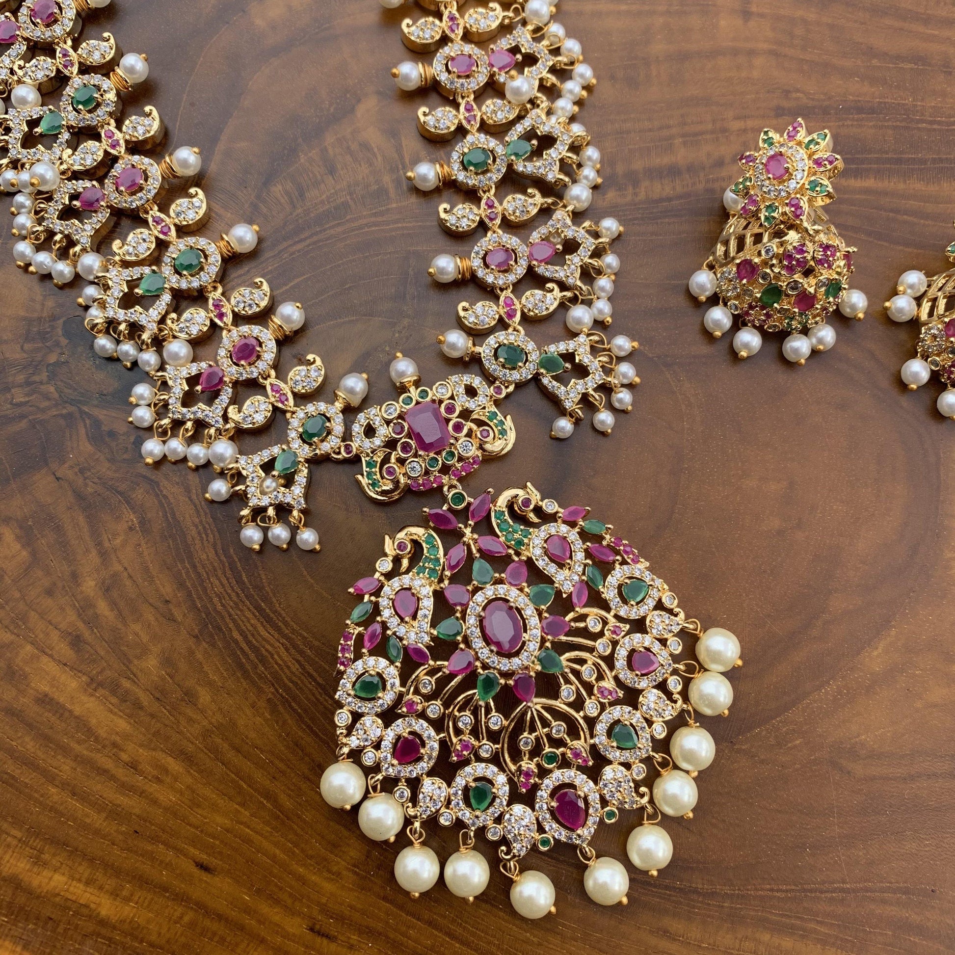 AD Stones Studded Guttapusalu Rani Necklace - Happy Pique 