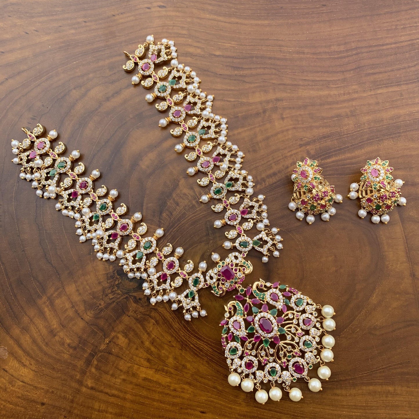 AD Stones Studded Guttapusalu Rani Necklace - Happy Pique 