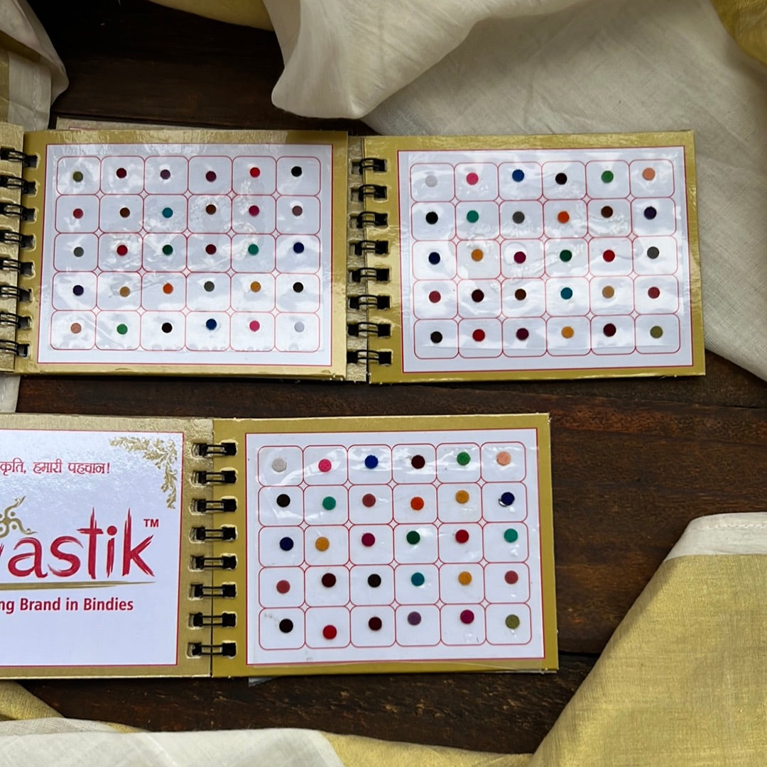 Colour Plain Round Bindi Book - Swastik Mini Range - Small Sizes - 3, 3.5, 4