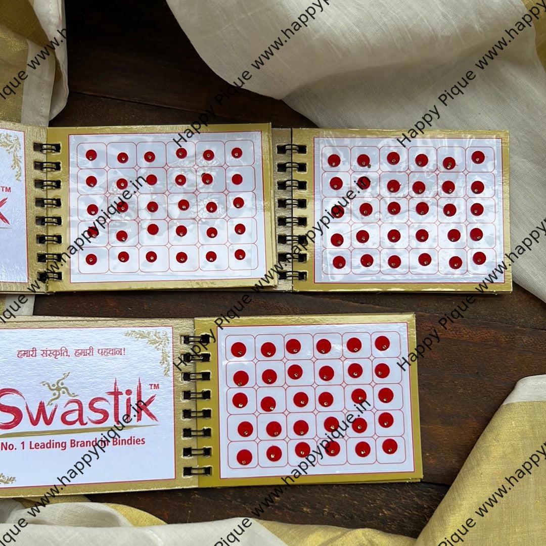 Single Stone Round Multicolour Bindi Book - Swastik Mini Range - Medium Sizes - 5, 6, 7