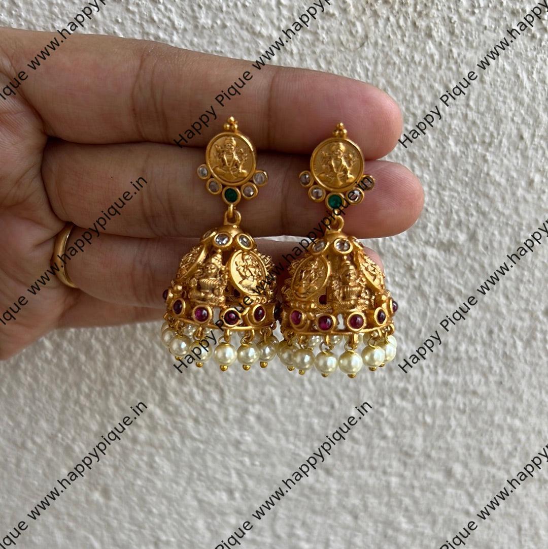 Real Kemp AD Matte Finish Lakshmi Jhumkas