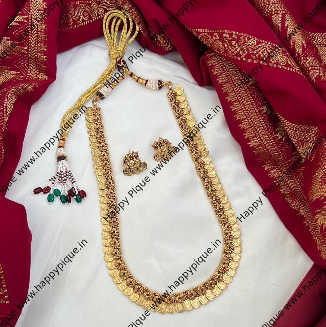 Real Gold Look Premium Lakshmi Coin Annam Bridal Haaram Set