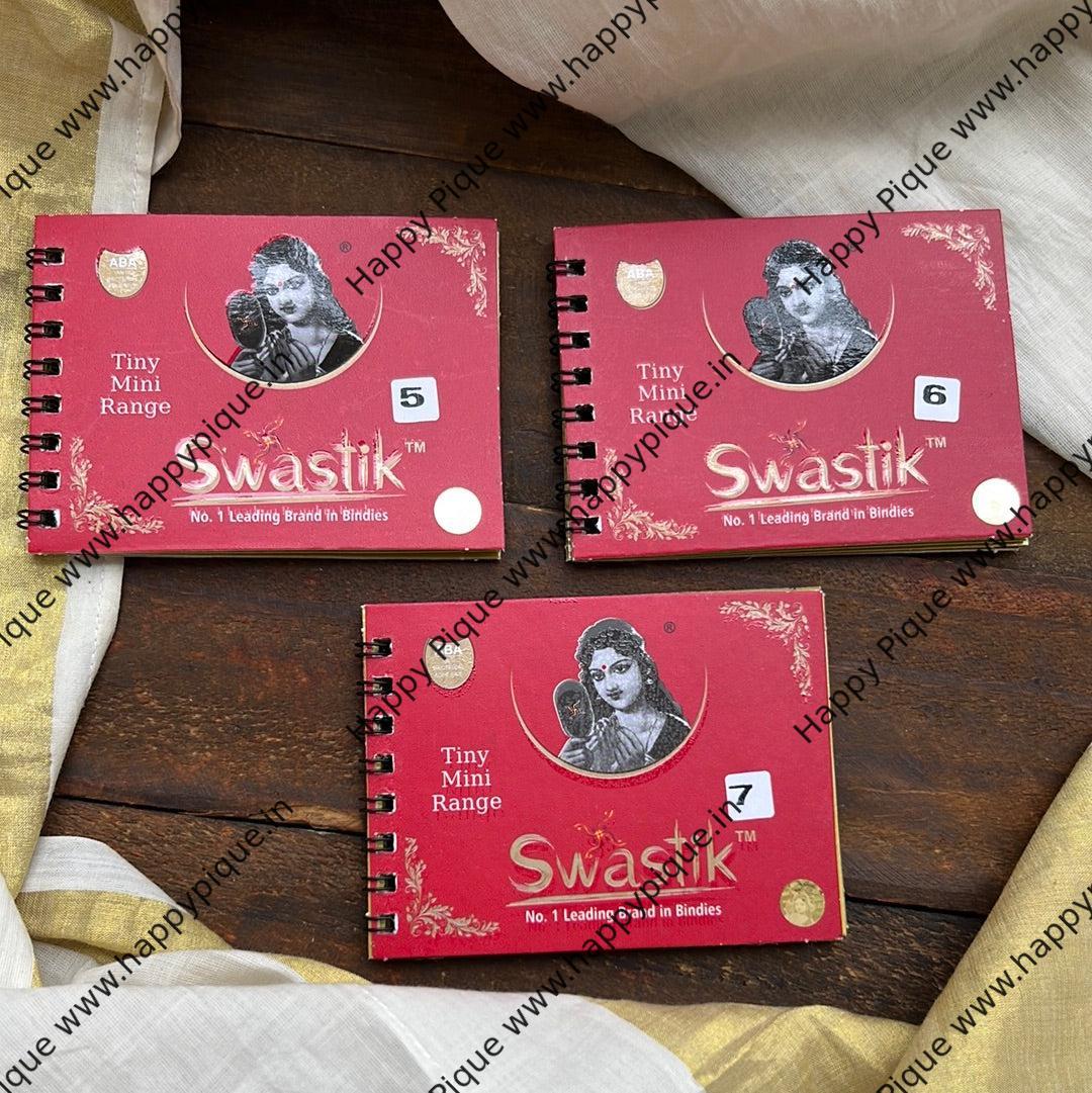 Single Stone Round Multicolour Bindi Book - Swastik Mini Range - Medium Sizes - 5, 6, 7