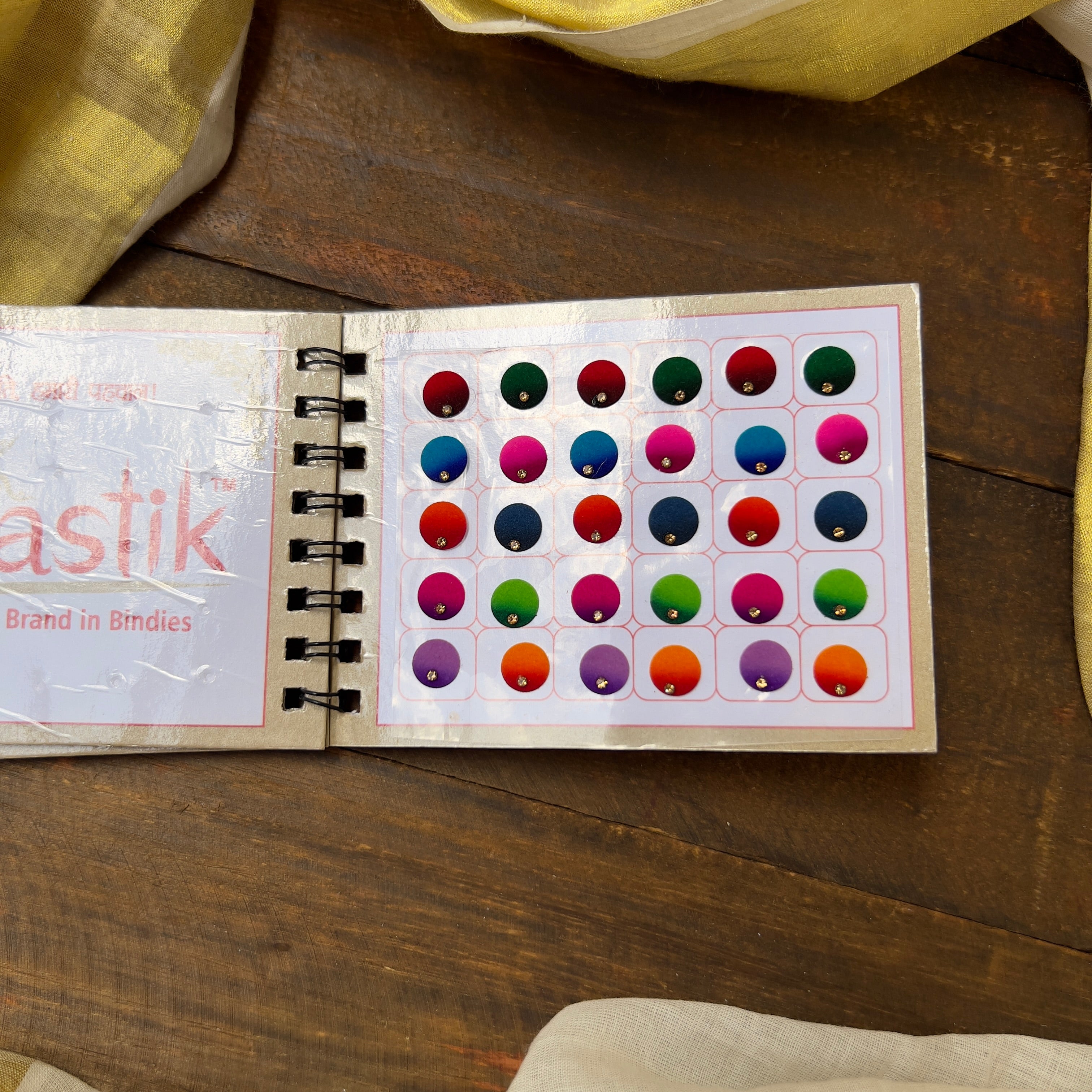 Colour Single Stone Round Bindi Book - Swastik Mini Range - BB002