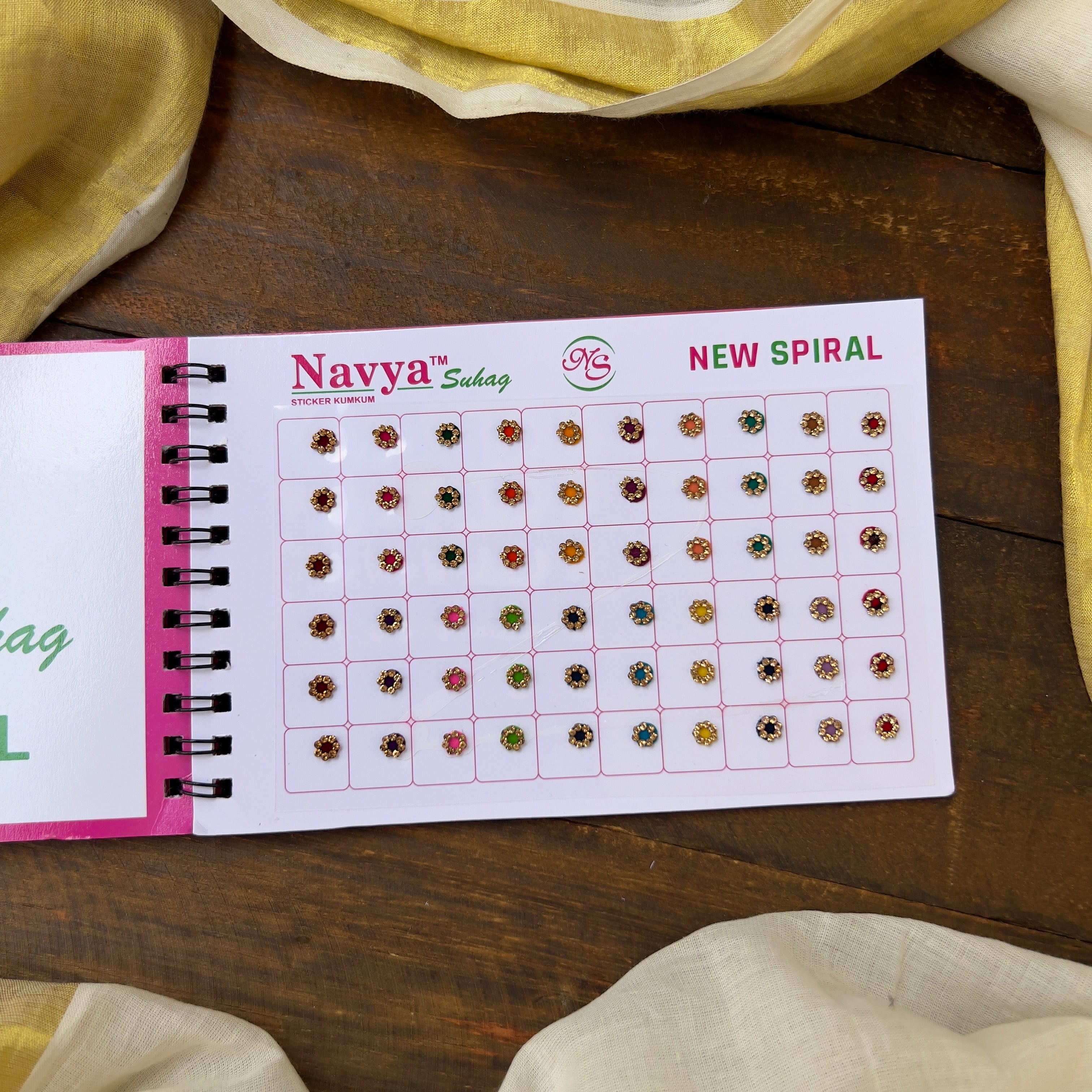 Gold Border Round Colour Bindi Book - Navya Suhag