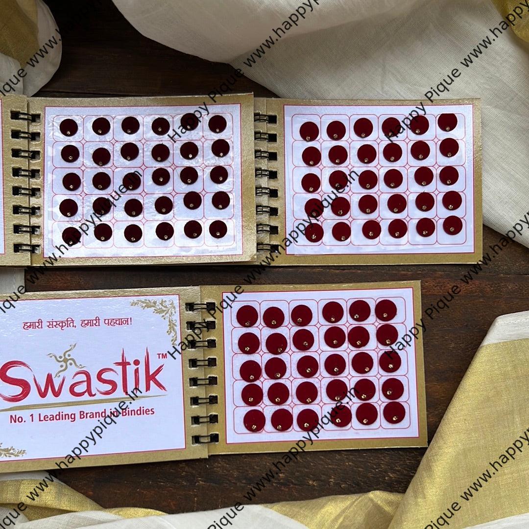 Single Stone Round Multicolour Bindi Book - Swastik Mini Range - Big Sizes - 8, 9, 10