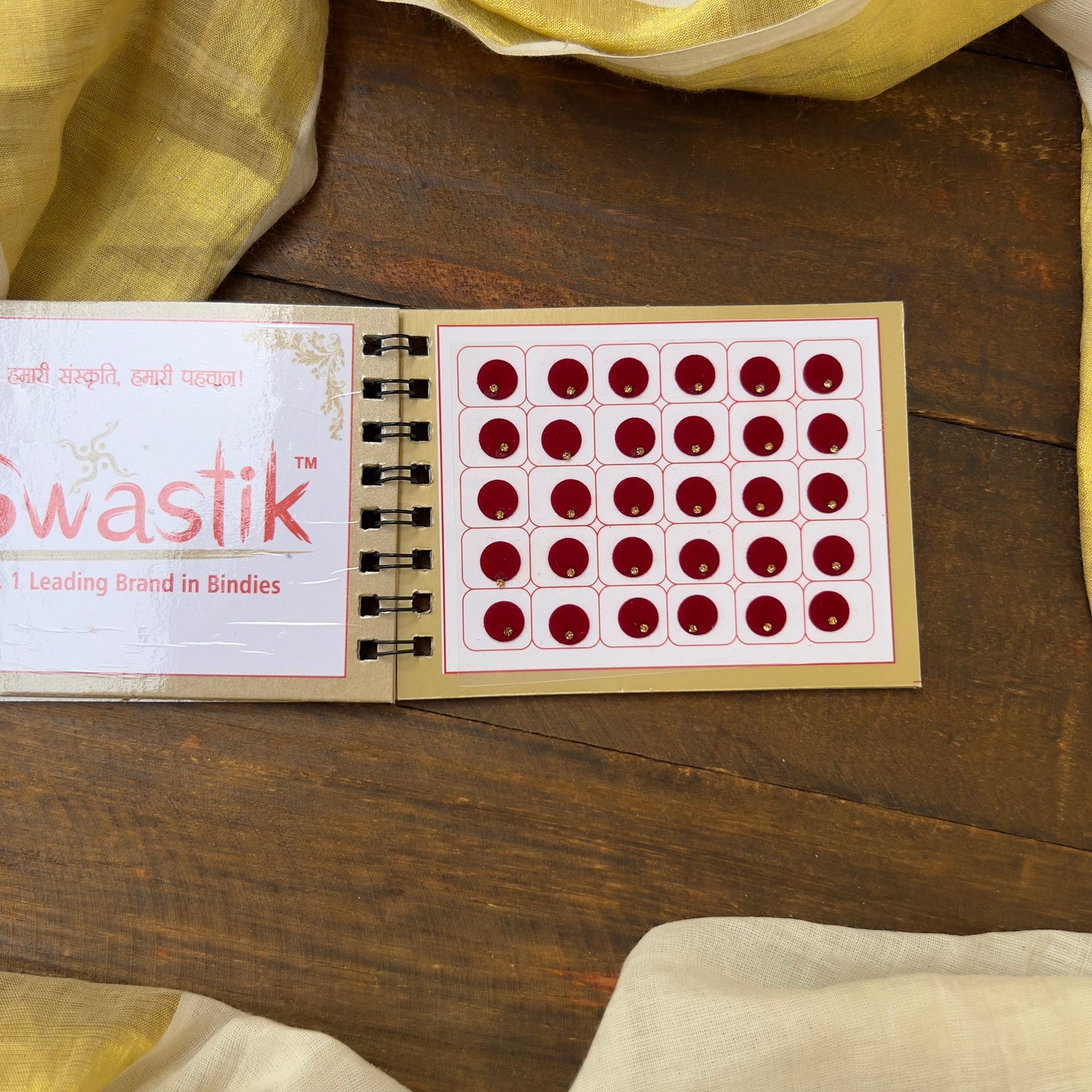 Colour Single Stone Round Bindi Book - Swastik Mini Range - BB001